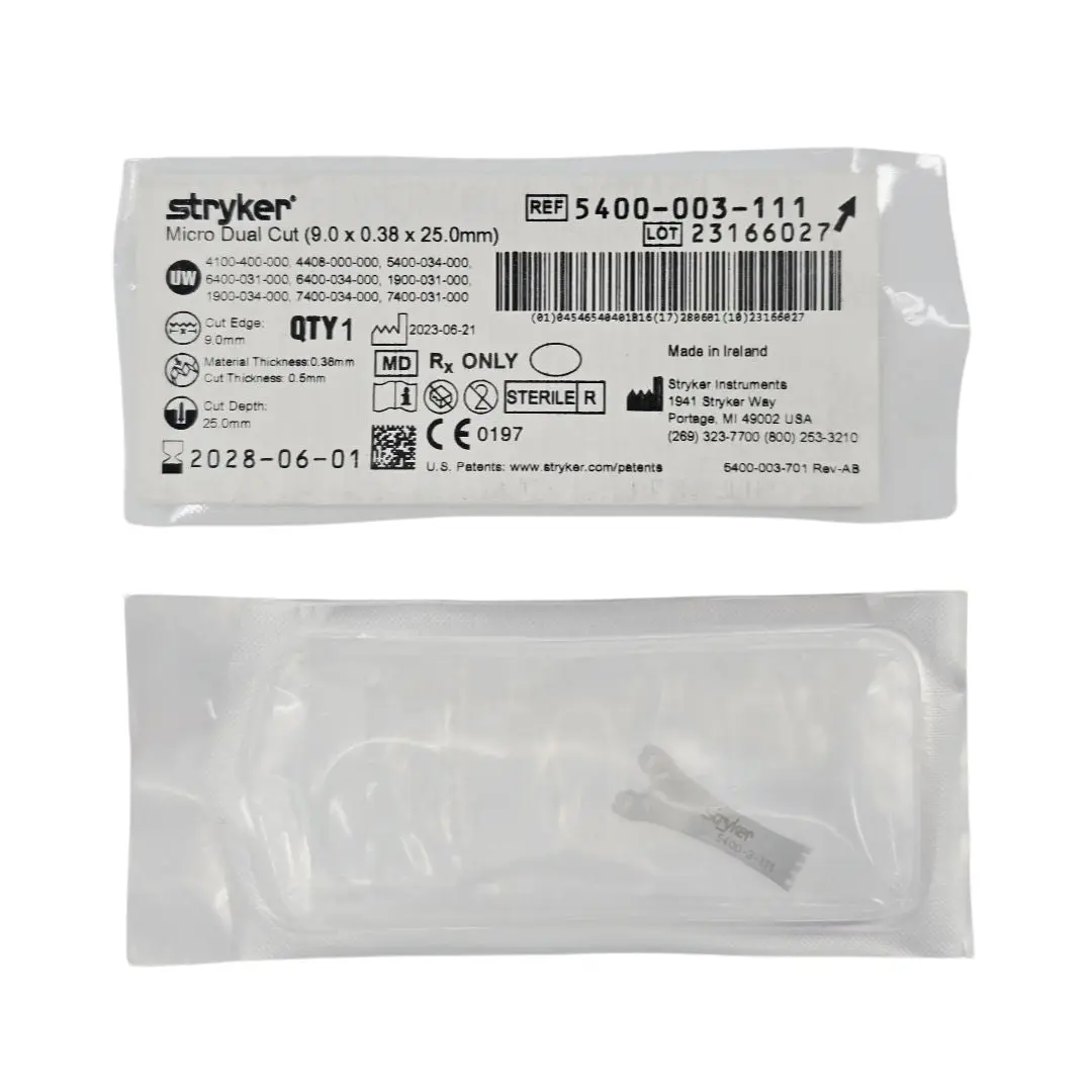 Stryker 5400-003-111 Micro Dual Cut Sagittal Saw Blade (9.0mm x 0.38mm x 25.0mm)