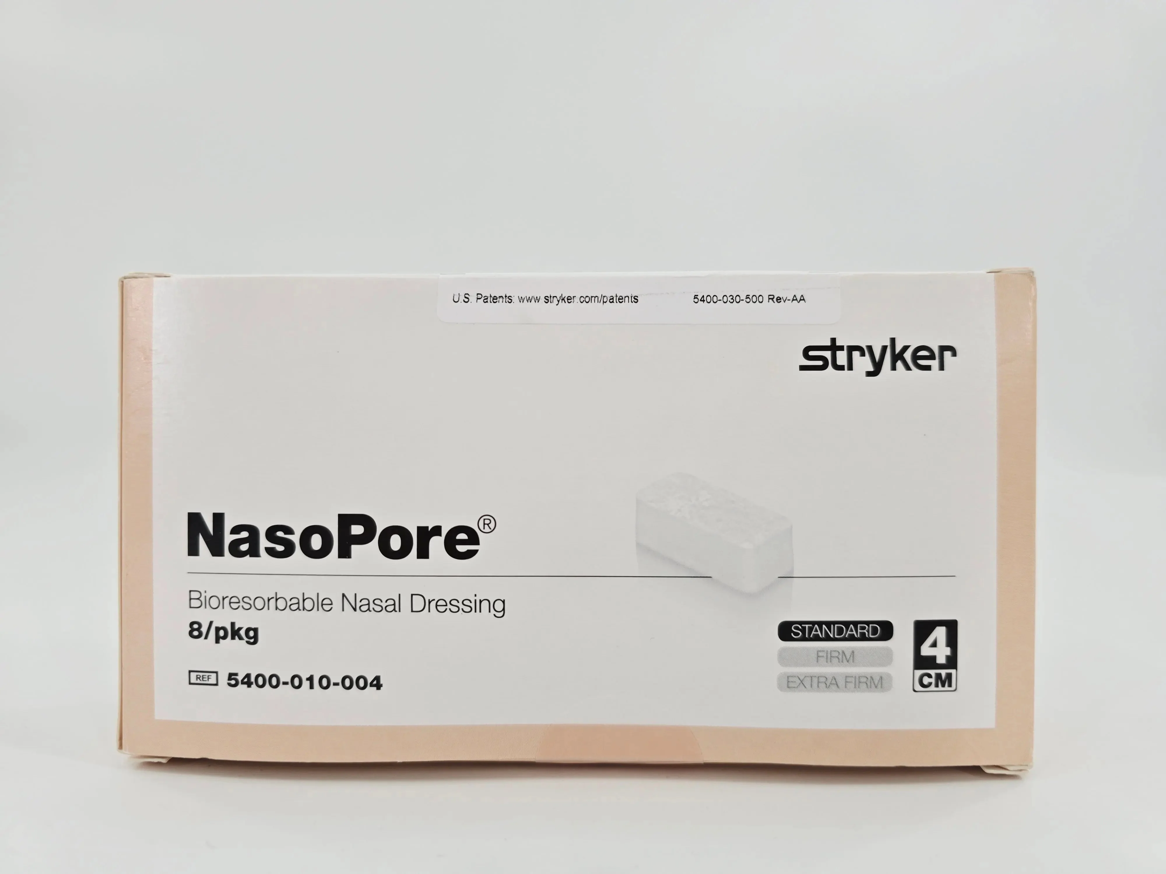 Stryker 5400-010-004 NasoPore Bioresorbable Nasal Dressing Standard 4cm 8/pkg - Image 2