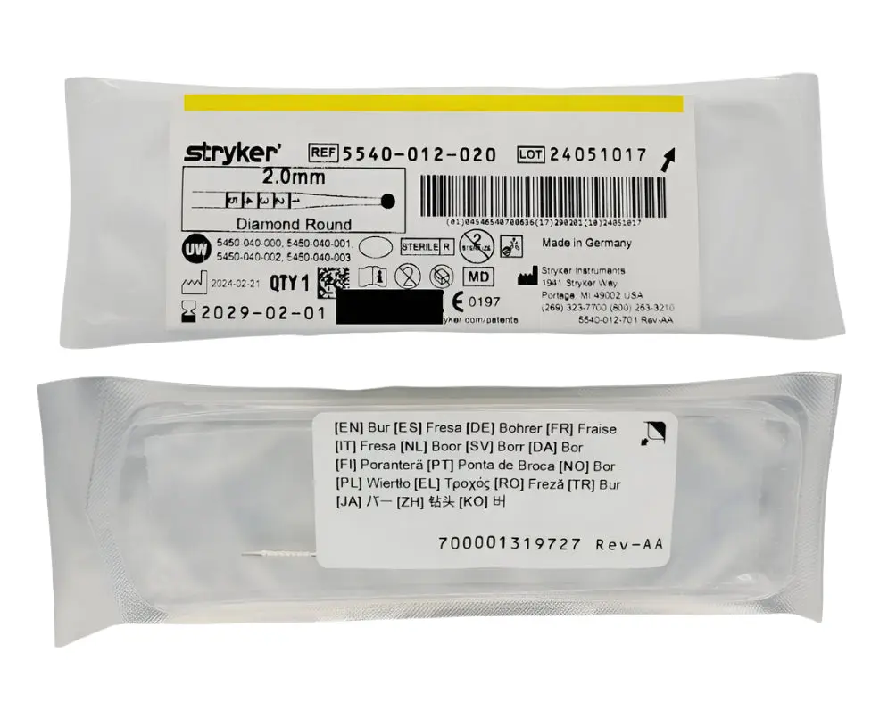 Stryker 5540-012-020 Diamond Round Bur 2.0mm Orthopedic