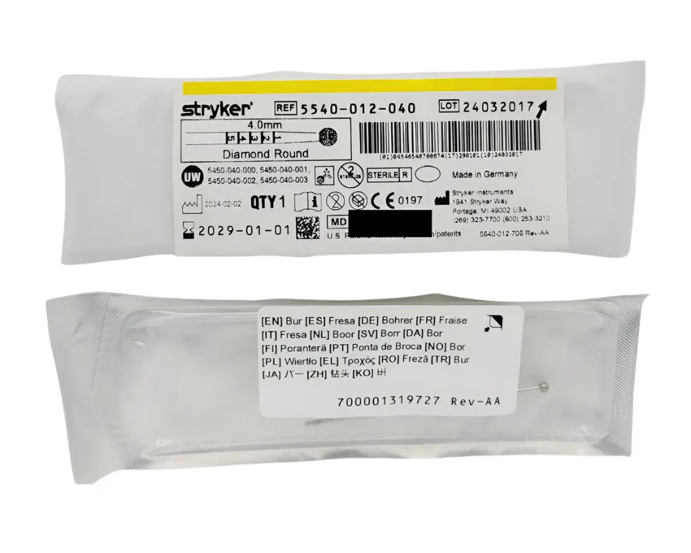 Stryker 5540-012-040 Diamond Round Bur 4.0mm Orthopedic