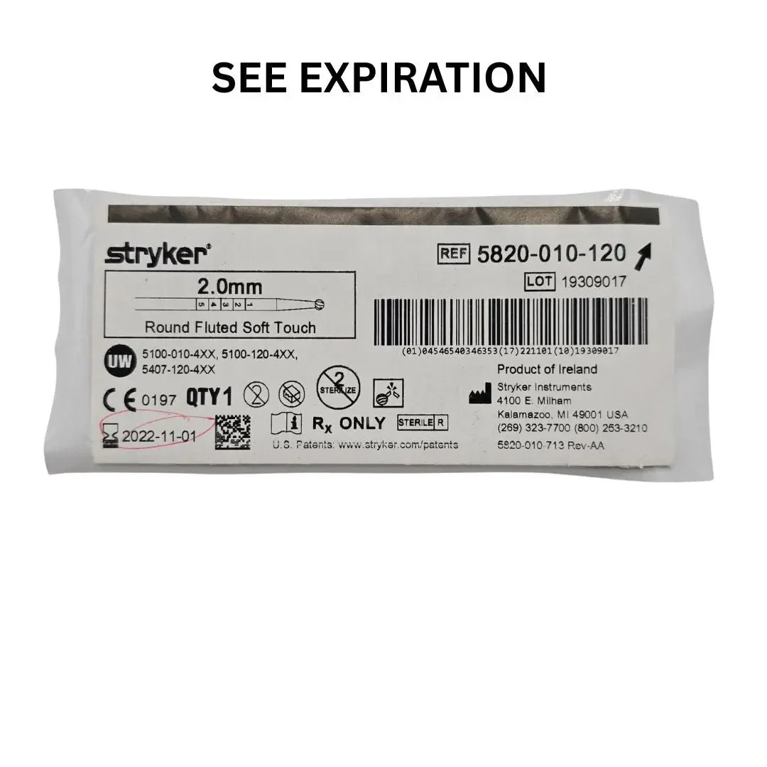 Stryker 5820-010-120 2.0mm Round Fluted Soft Touch Bur