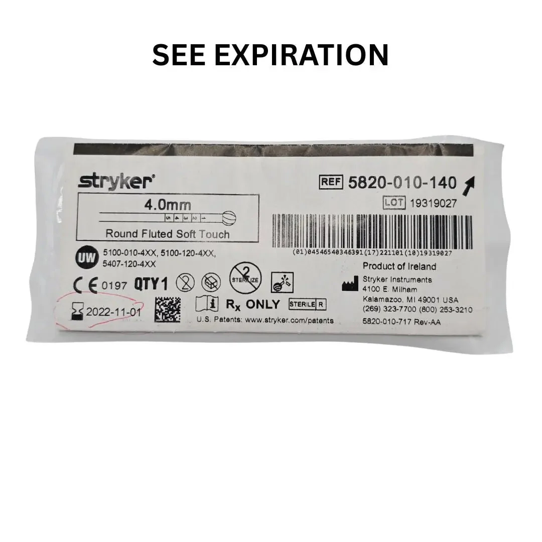 Stryker 5820-010-140 4.0mm Round Fluted Soft Touch Bur