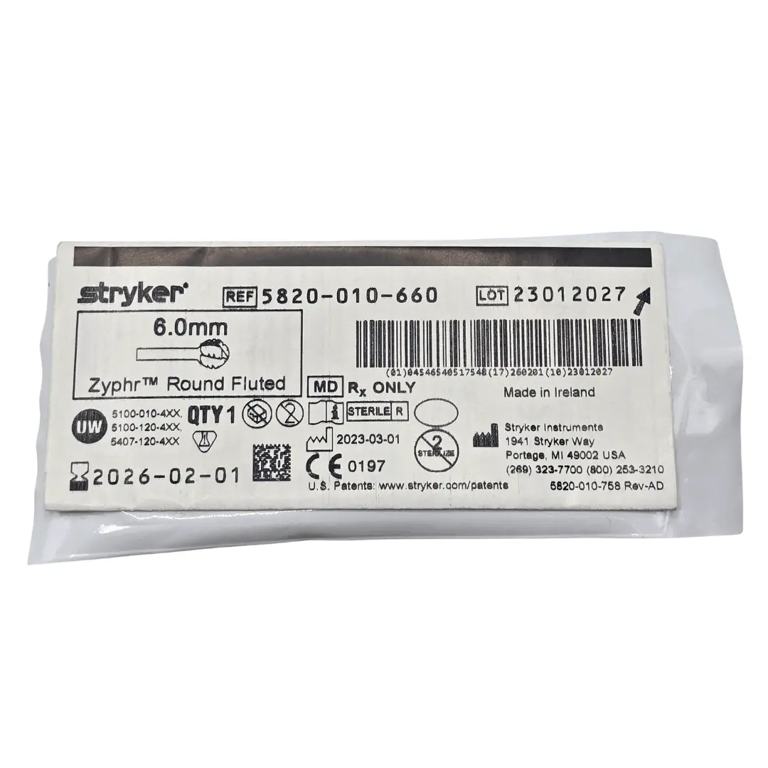 Stryker 5820-010-660 Zyphr Round Fluted 6.0mm Exp 2026-02-01 NEW - Image 2