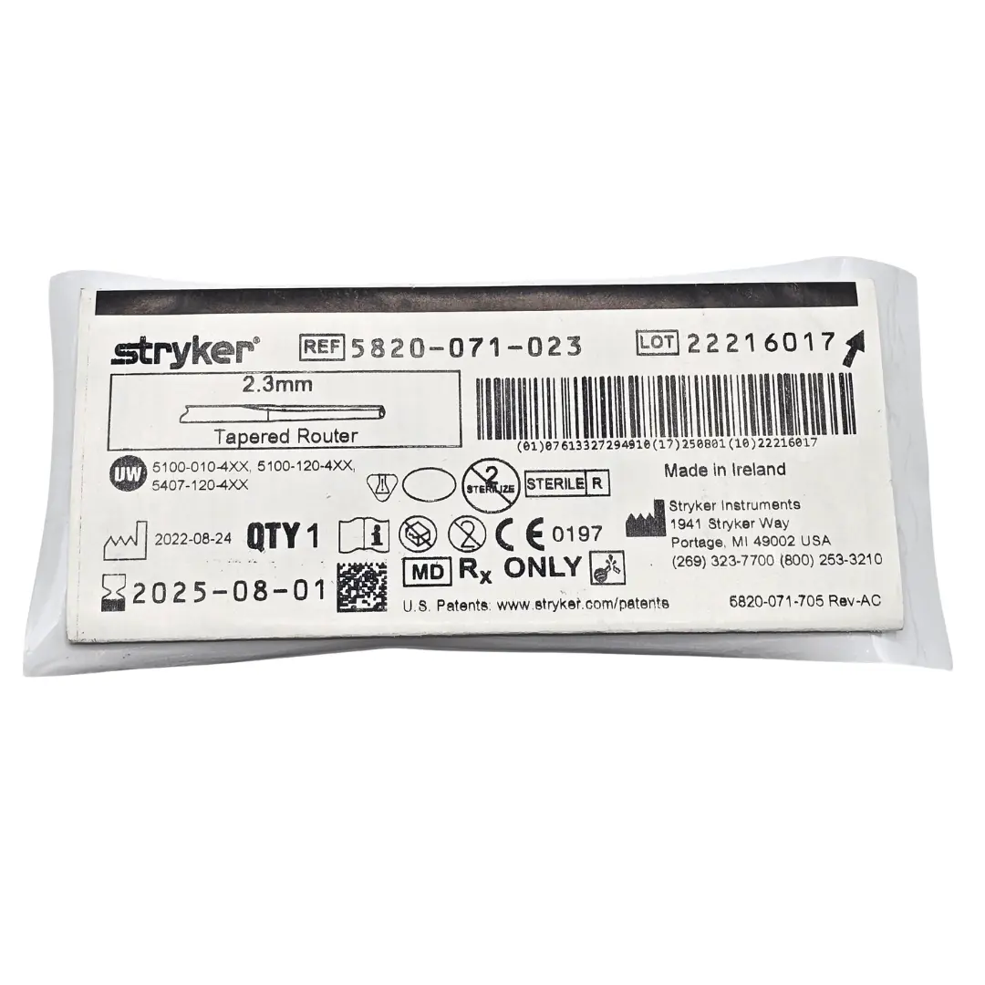 Stryker 5820-071-023 Tapered Router 2.3mm Exp 2025-08-01 NEW - Image 2