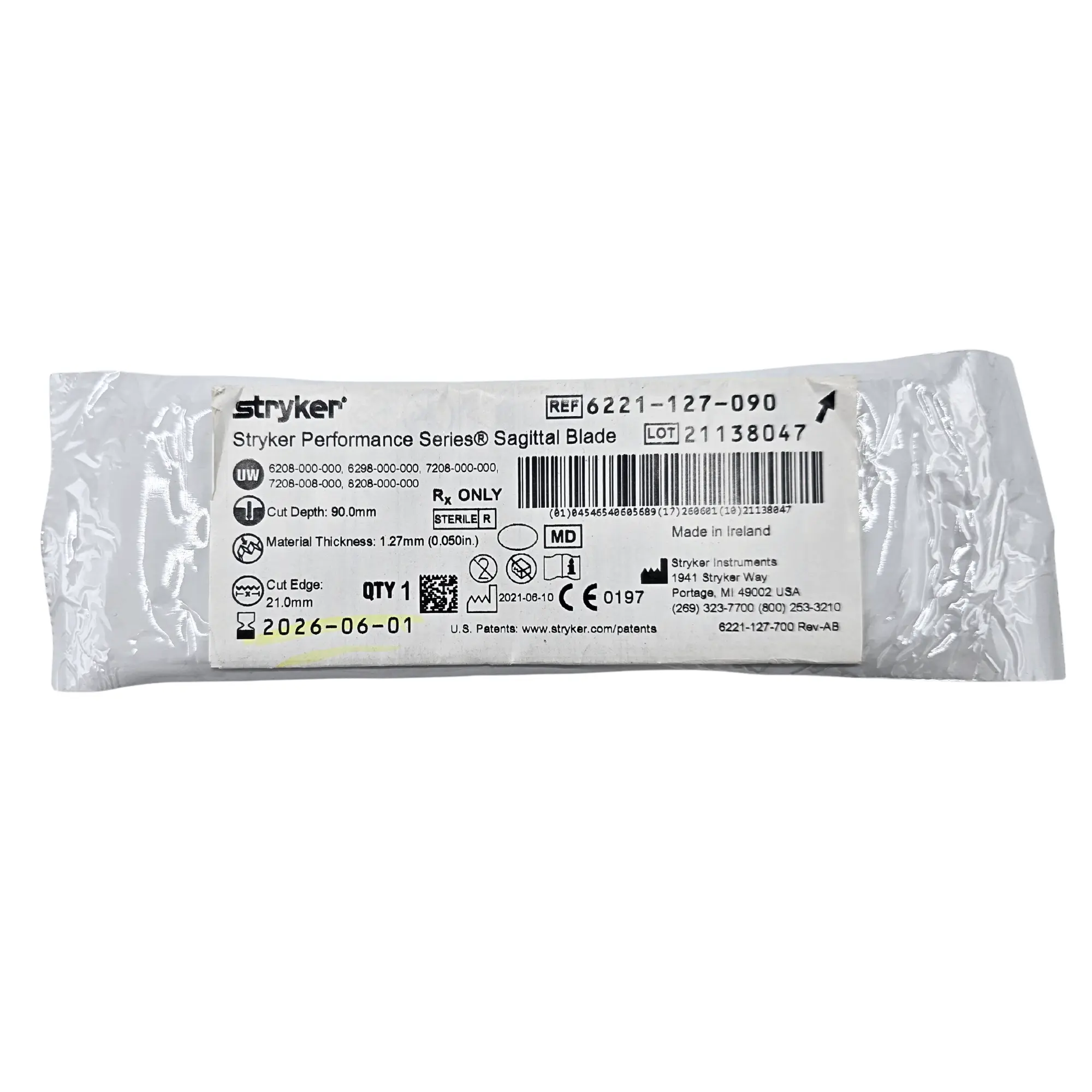 Stryker 6221-127-090 Performance Series Sagittal Saw Blade - 21mm x 90mm x 1.27mm Aggressive Cut - Image 3