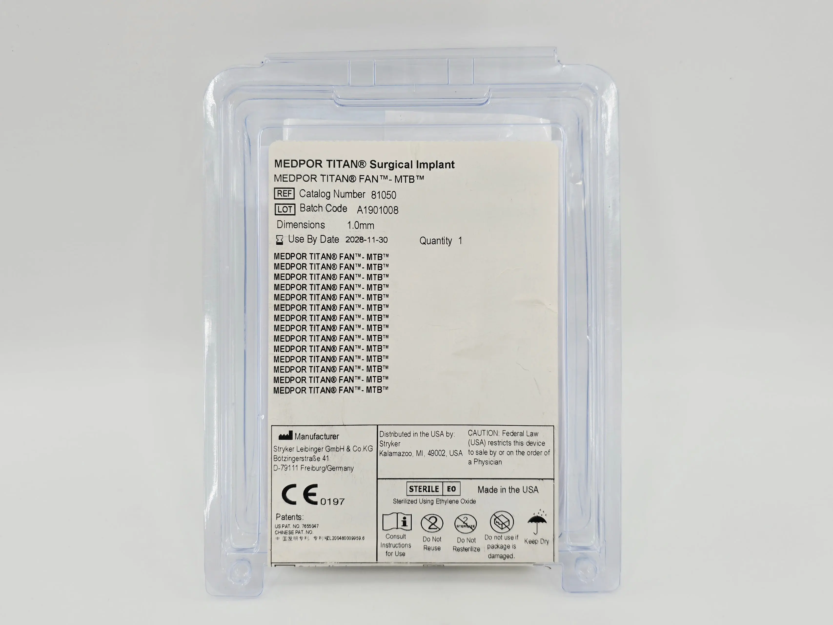 Stryker 81050 MEDPOR TITAN FAN-MTB Surgical Implant 1.0mm - Image 2