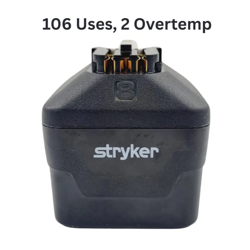 Stryker 8215-000-000 System 8 Large Battery Pack w/ Over Temp History 106 Uses