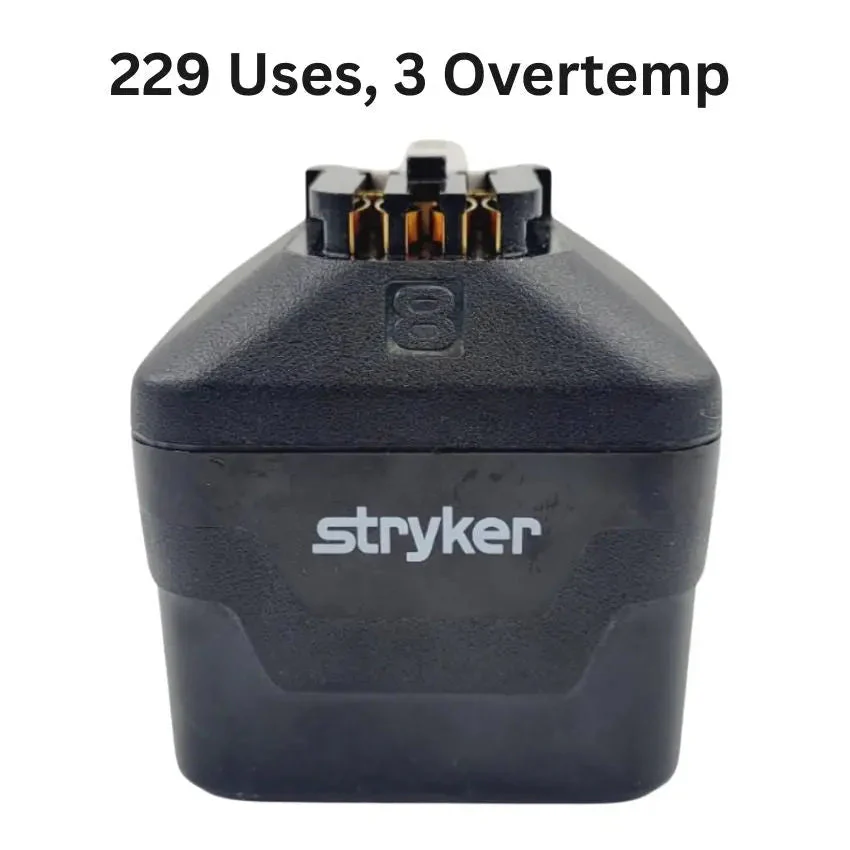 Stryker 8215-000-000 System 8 Large Battery Pack w/ Over Temp History 229 Uses
