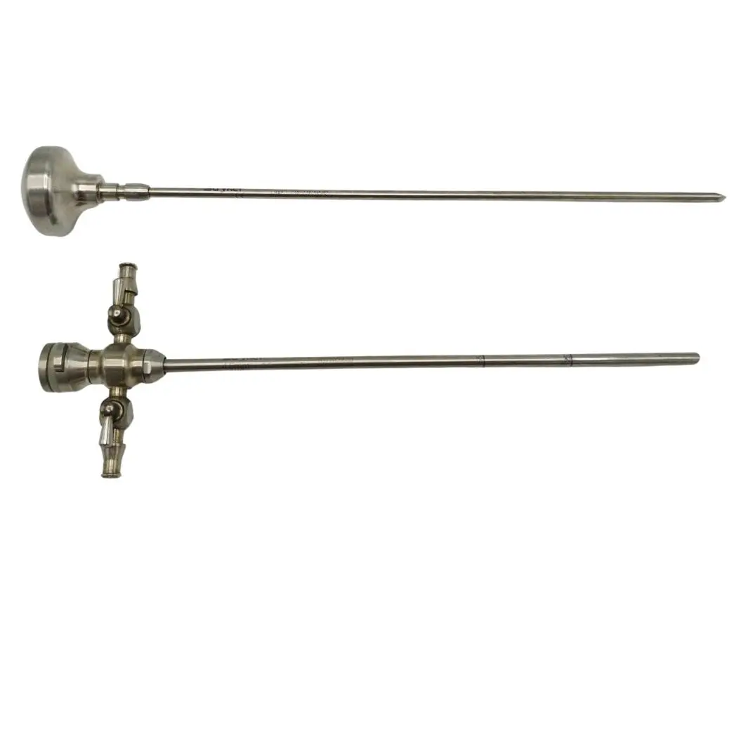 Stryker Cannula 0377-829-530 4.6mm Cannula Dual Stopcocks w/ 0377-829-502 Sharp Trocar