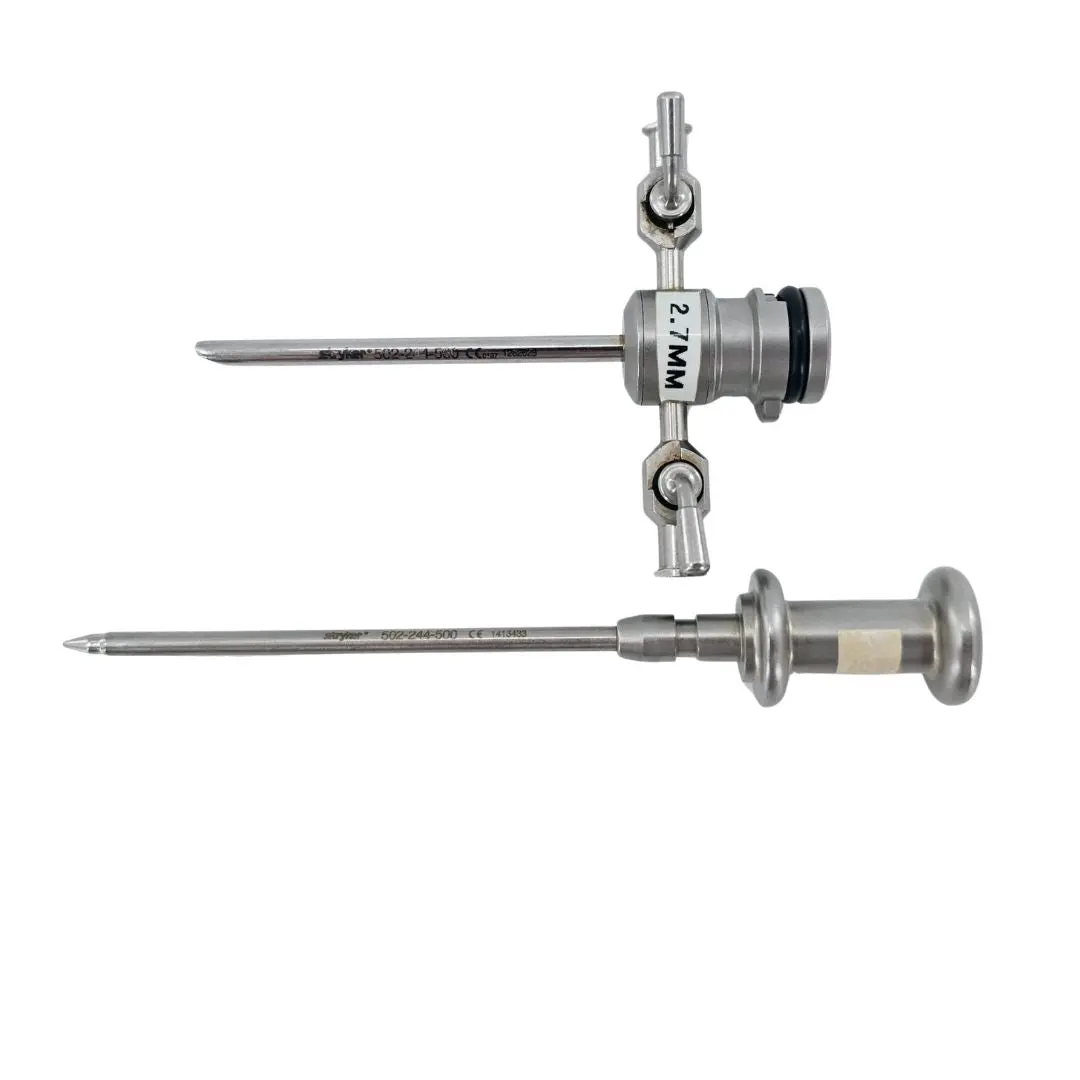 Stryker Cannula 502-244-560 4.0mm Cannula Dual Stopcocks w/ 502-244-500 Obturator 4-7/8"