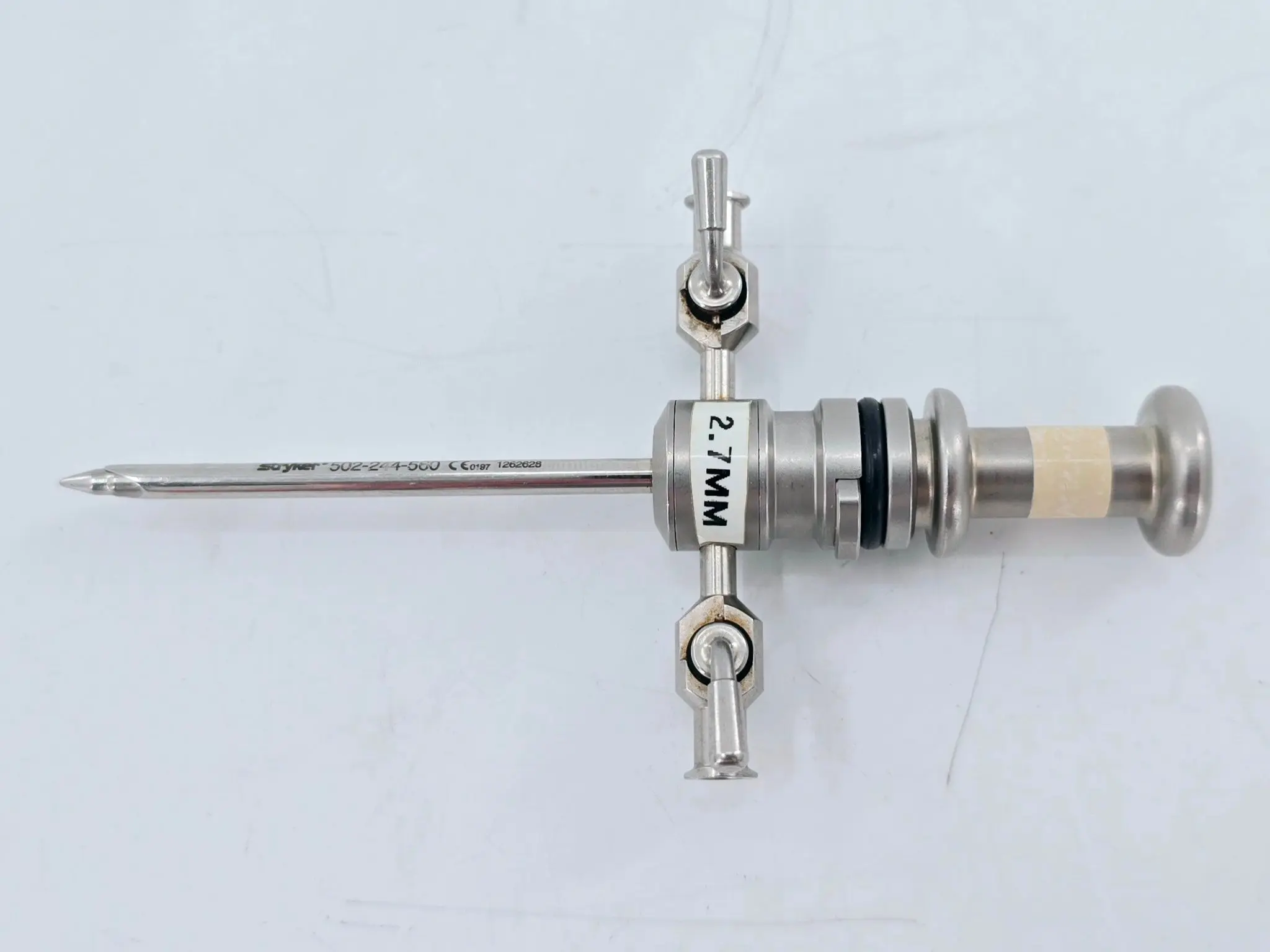 Stryker Cannula 502-244-560 4.0mm Cannula Dual Stopcocks w/ 502-244-500 Obturator 4-7/8" - Image 6