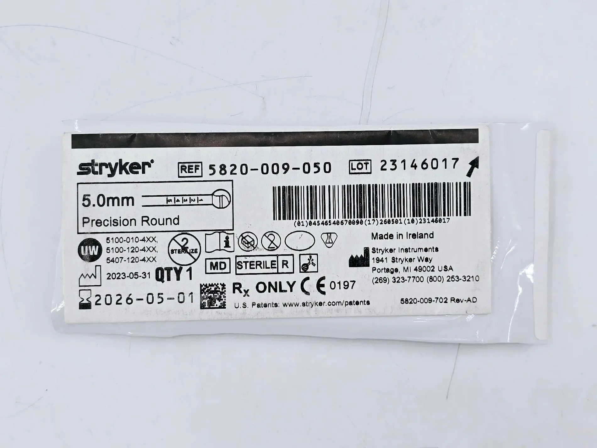 Stryker 5820-009-050 5.0mm Precision Round Bur - Image 2