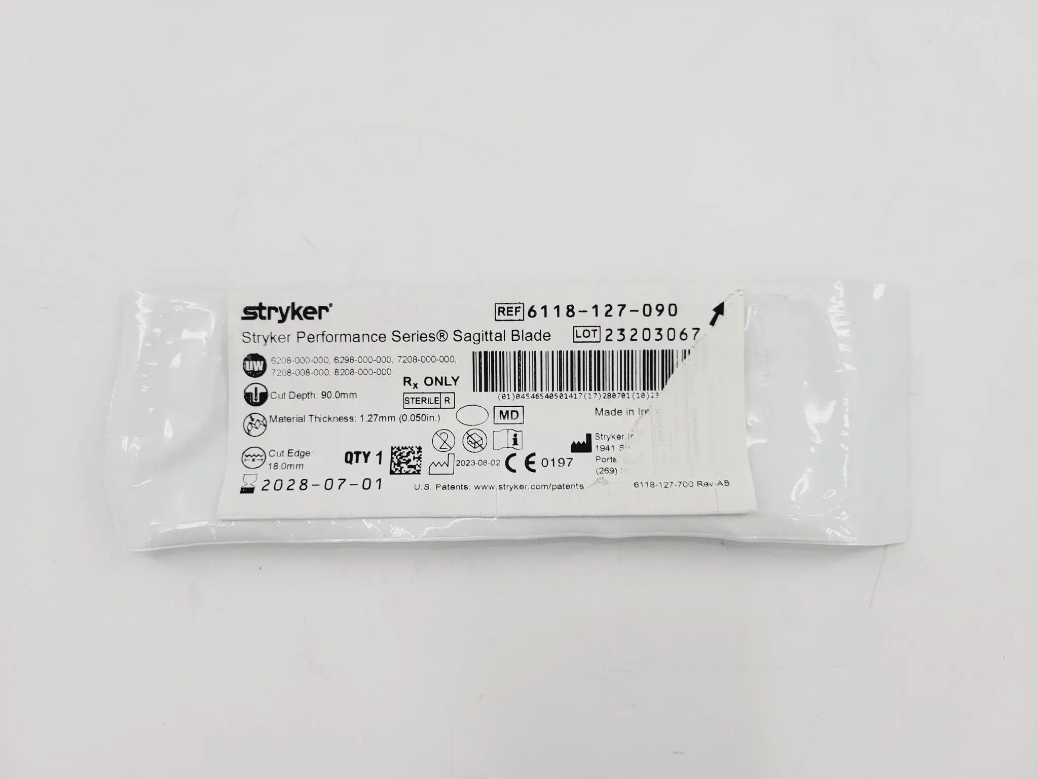 Stryker 6118-127-090 Stryker Performance Series Sagittal Blade 18mm Cut Edge - Image 2