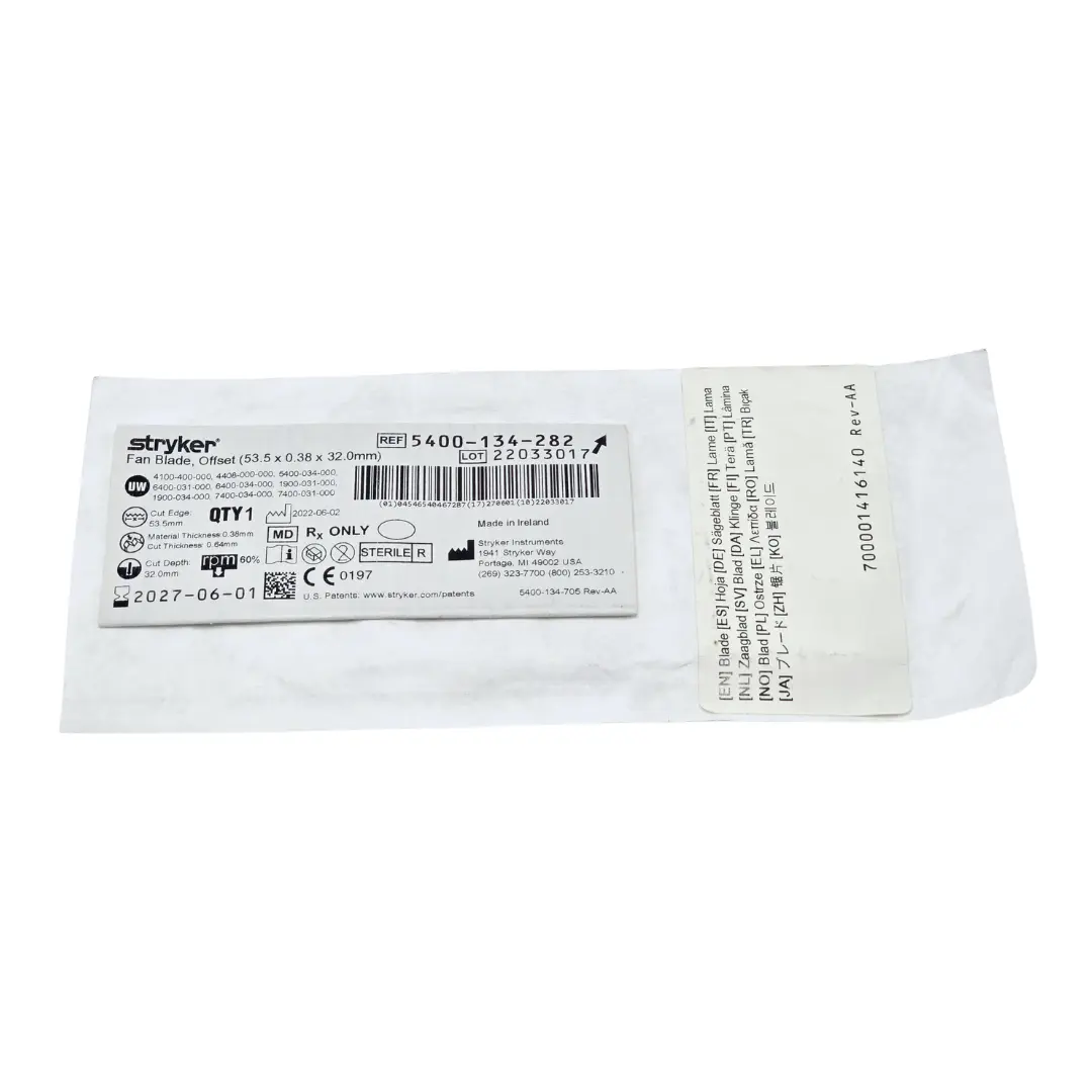Stryker Fan Blade 5400-134-282  Offset 53.5 x 0.38 x 32.0mm Exp 2027-06-01 NEW - Image 2