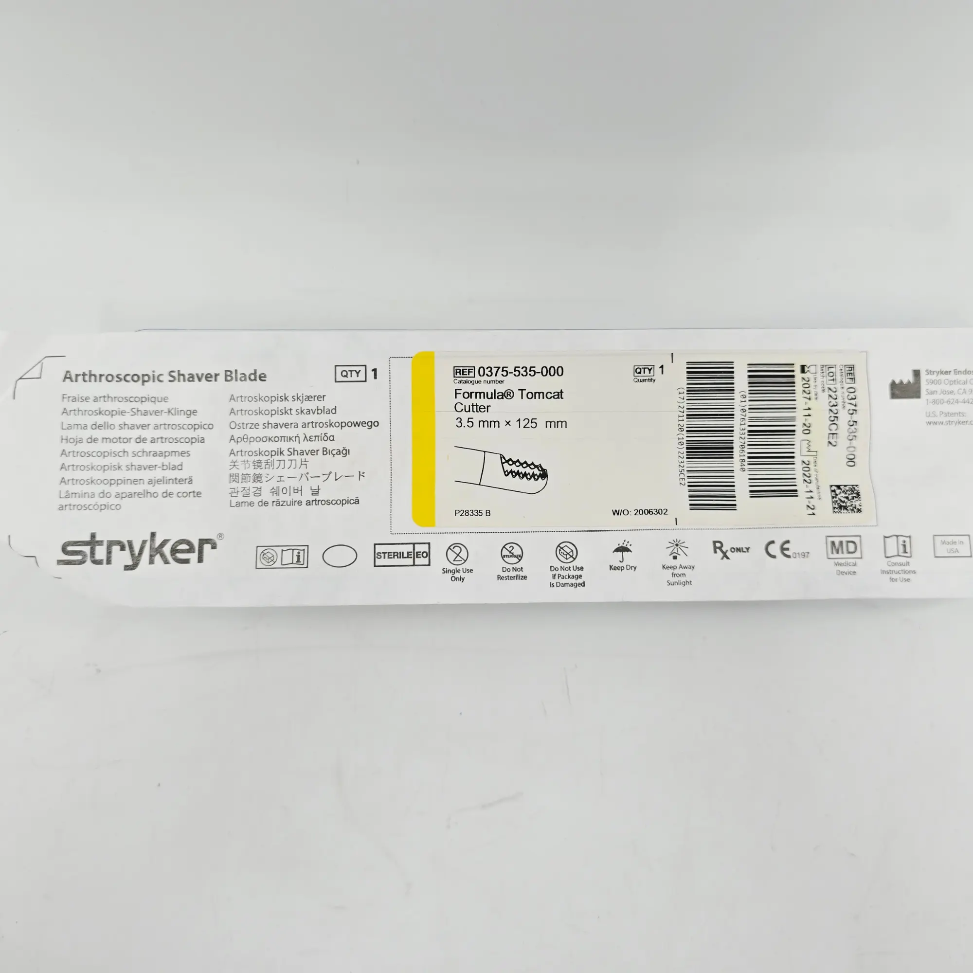 Stryker Formula Resector cutter Arthroscopic Shaver Blade 3.5mm x 125mm 0375-532-000 - Image 3