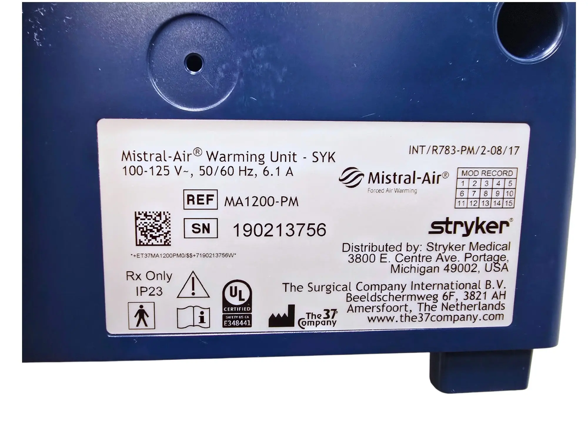 Stryker MA1200-PM Mistral-Air Patient Warming Unit with THC5 Stand and Basket Assembly - Image 7