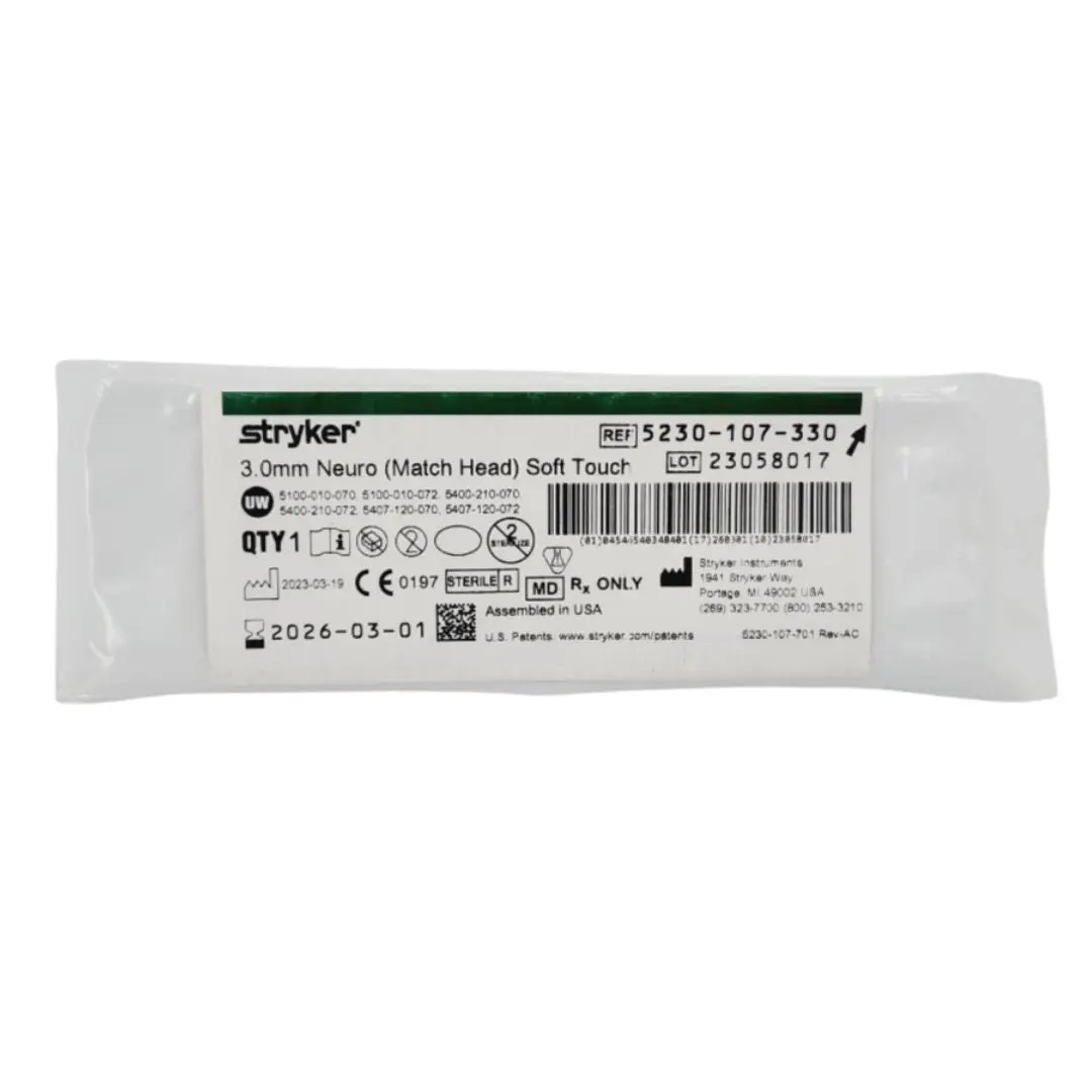Stryker Neuro Drill 5230-107-330 3.0mm Neuro Drill Long 3.0mm x 3.8mm (Match Head) Soft Touch