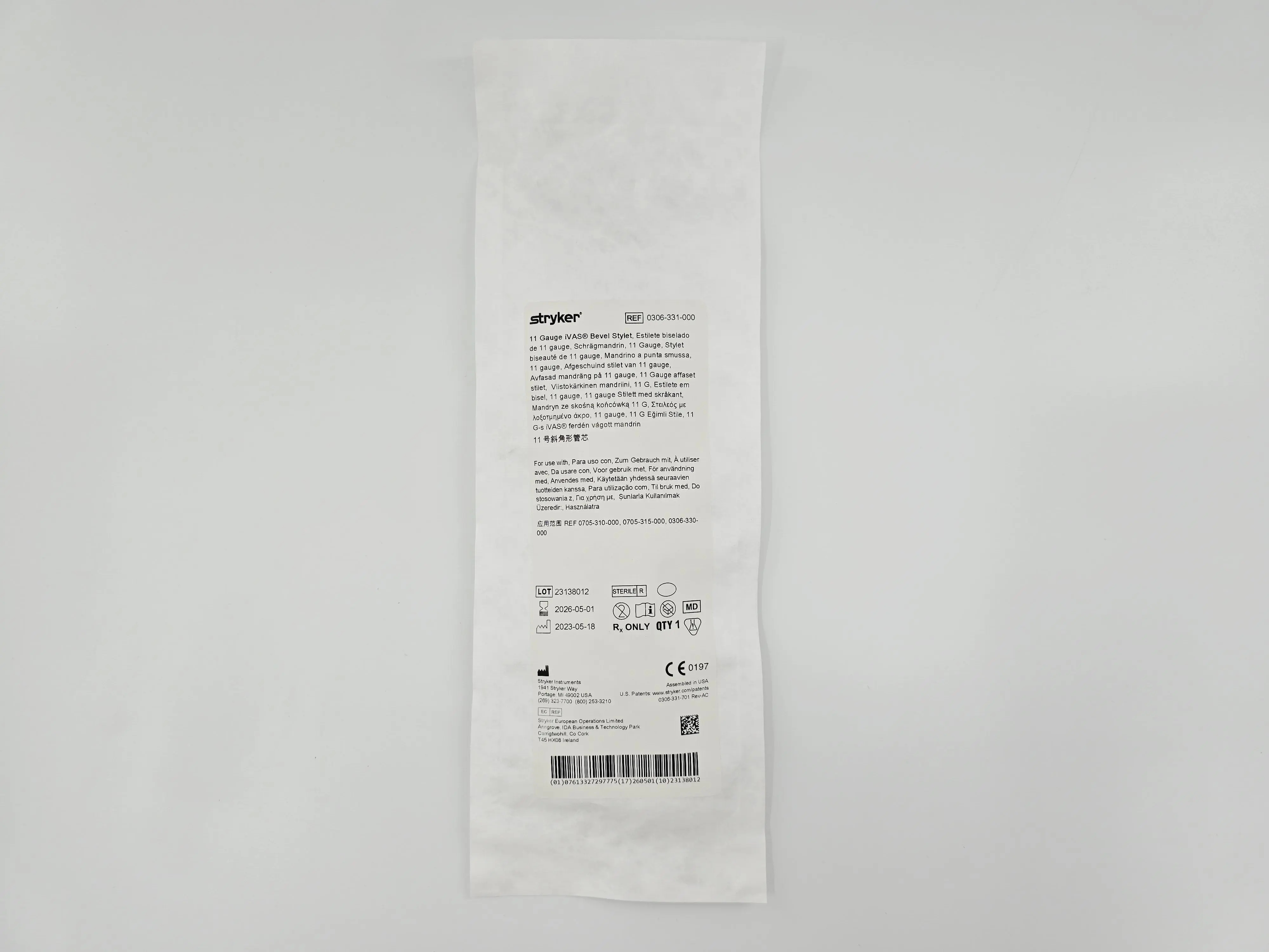 Stryker 0306-331-000 11 Gauge iVAS Bevel Stylet CS/6 - Image 2