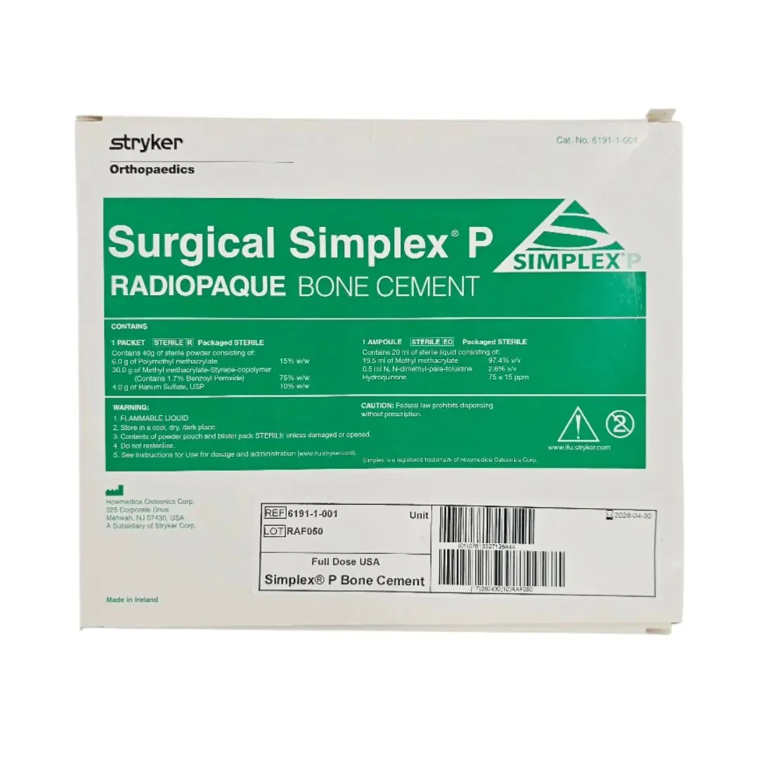 Stryker Orthopaedics 6191-1-001 Surgical Simplex P Radiopaque Full Dose Bone Cement 1/EA