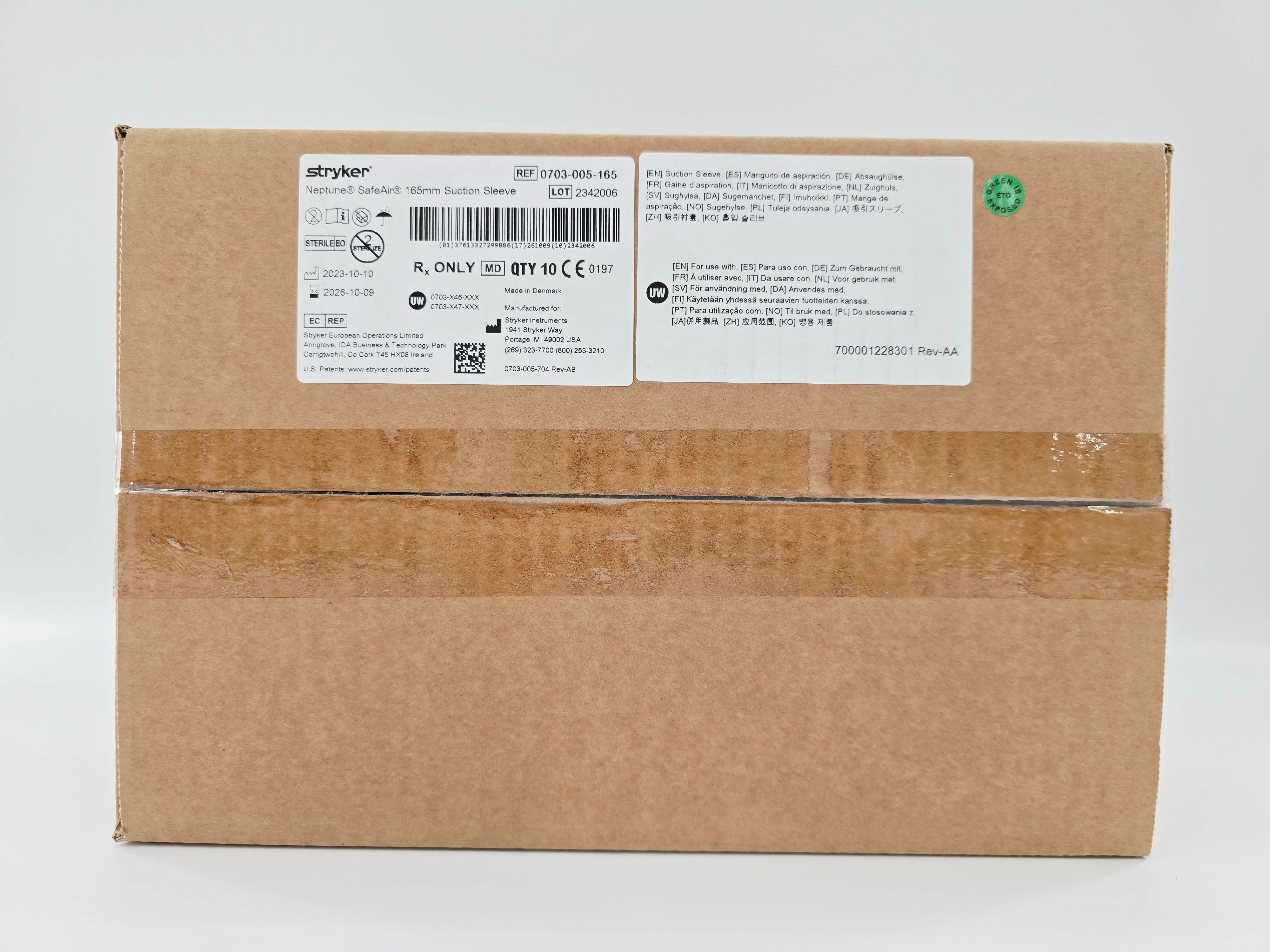 Stryker 0703-005-165 Neptune SafeAir 165mm Suction Sleeve BX/10 - Image 2