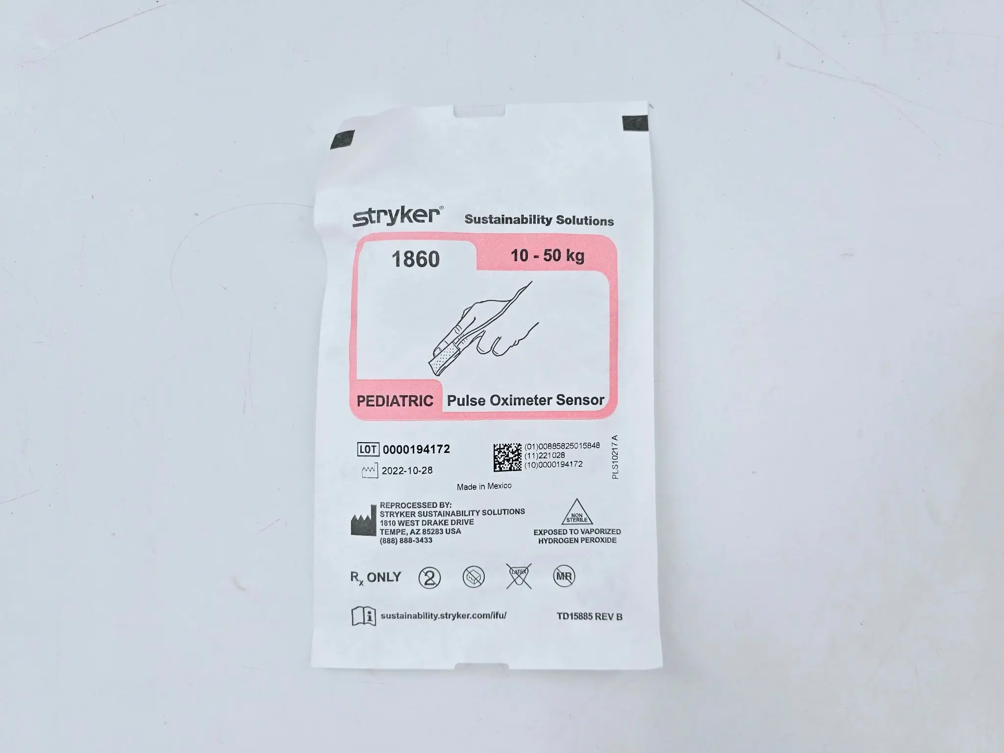 Stryker Sustainability 1860 10-50kg Pediatric Pulse Oximeter Sensor 20/CS - Image 3