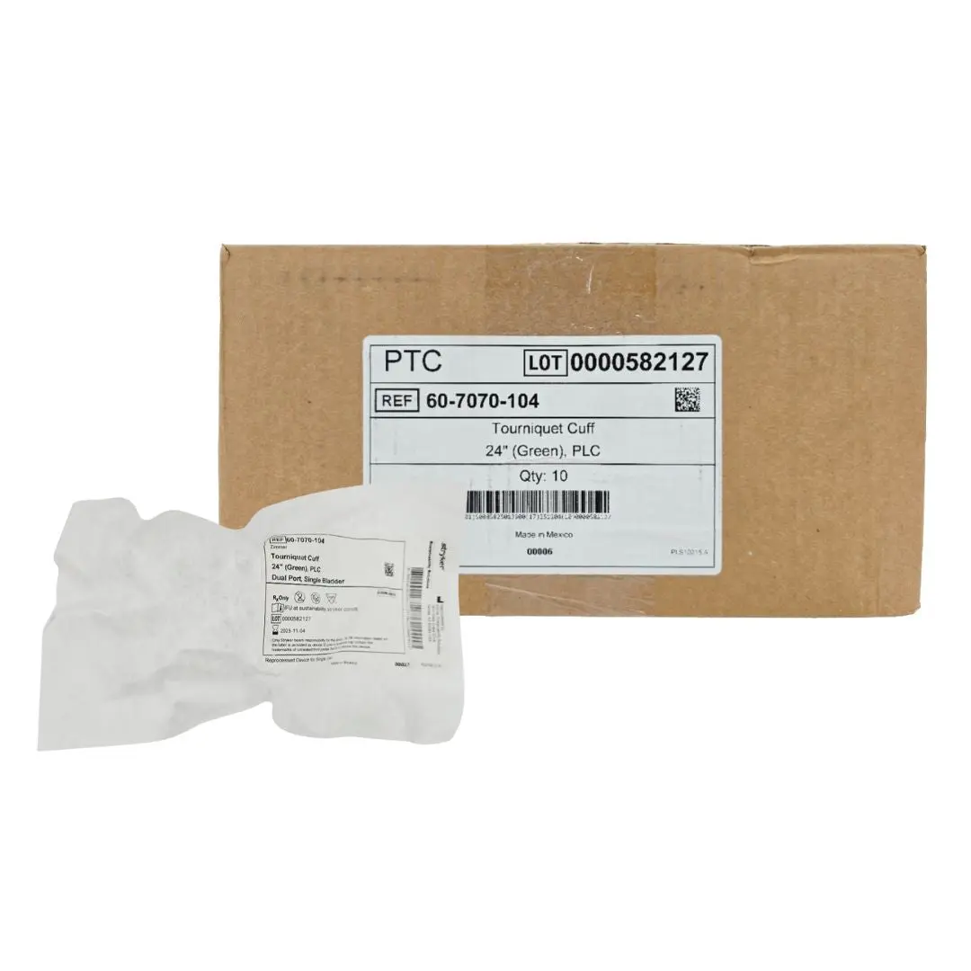 Stryker Sustainability 60-7070-104 Tourniquet Cuff 24" Green PLC Dual Port Single Bladder CS/10