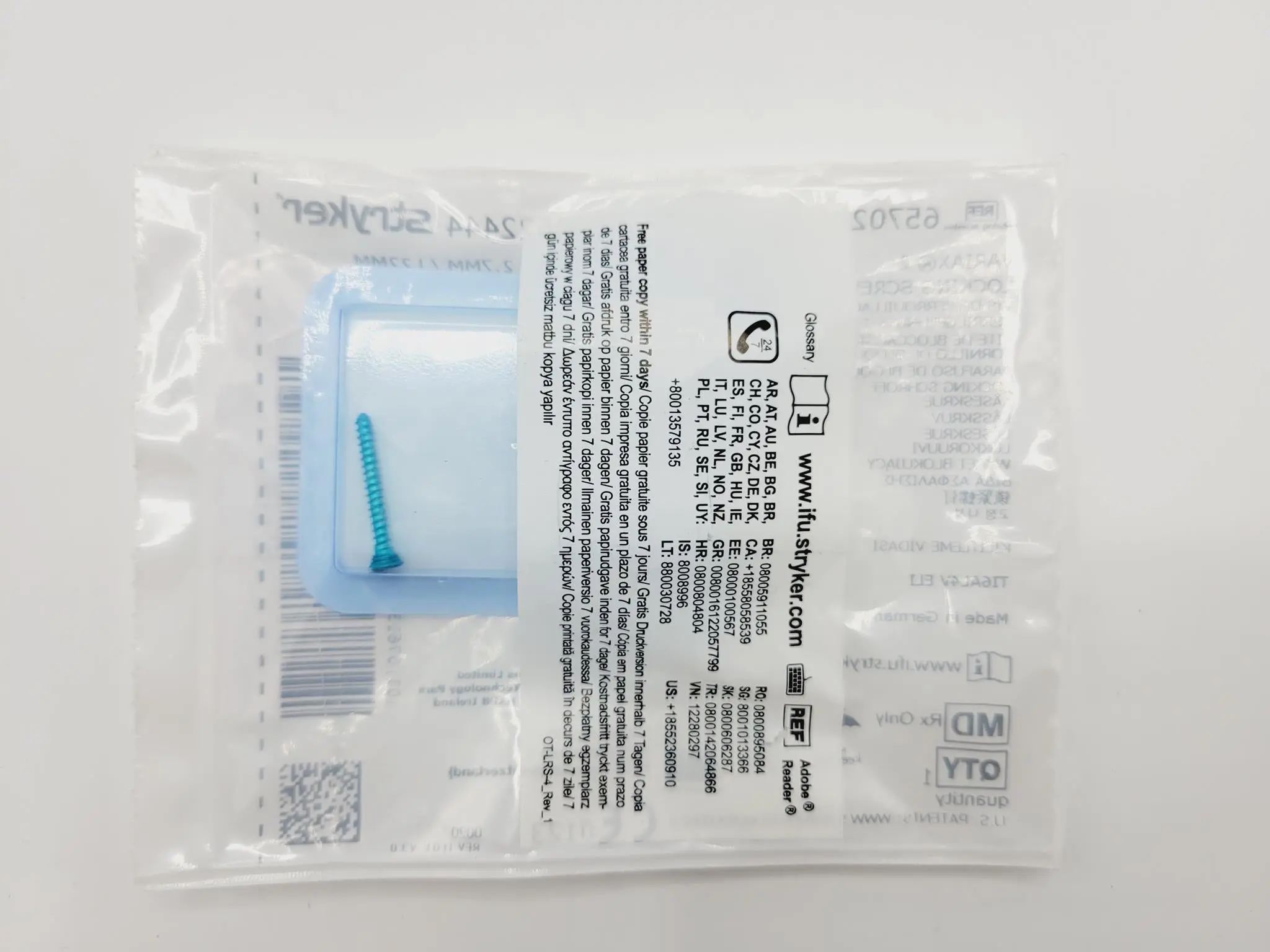Stryker Trauma 657022 Variax 2 Locking Screw Fully Threaded T10 2.7mm x 22mm - Image 3