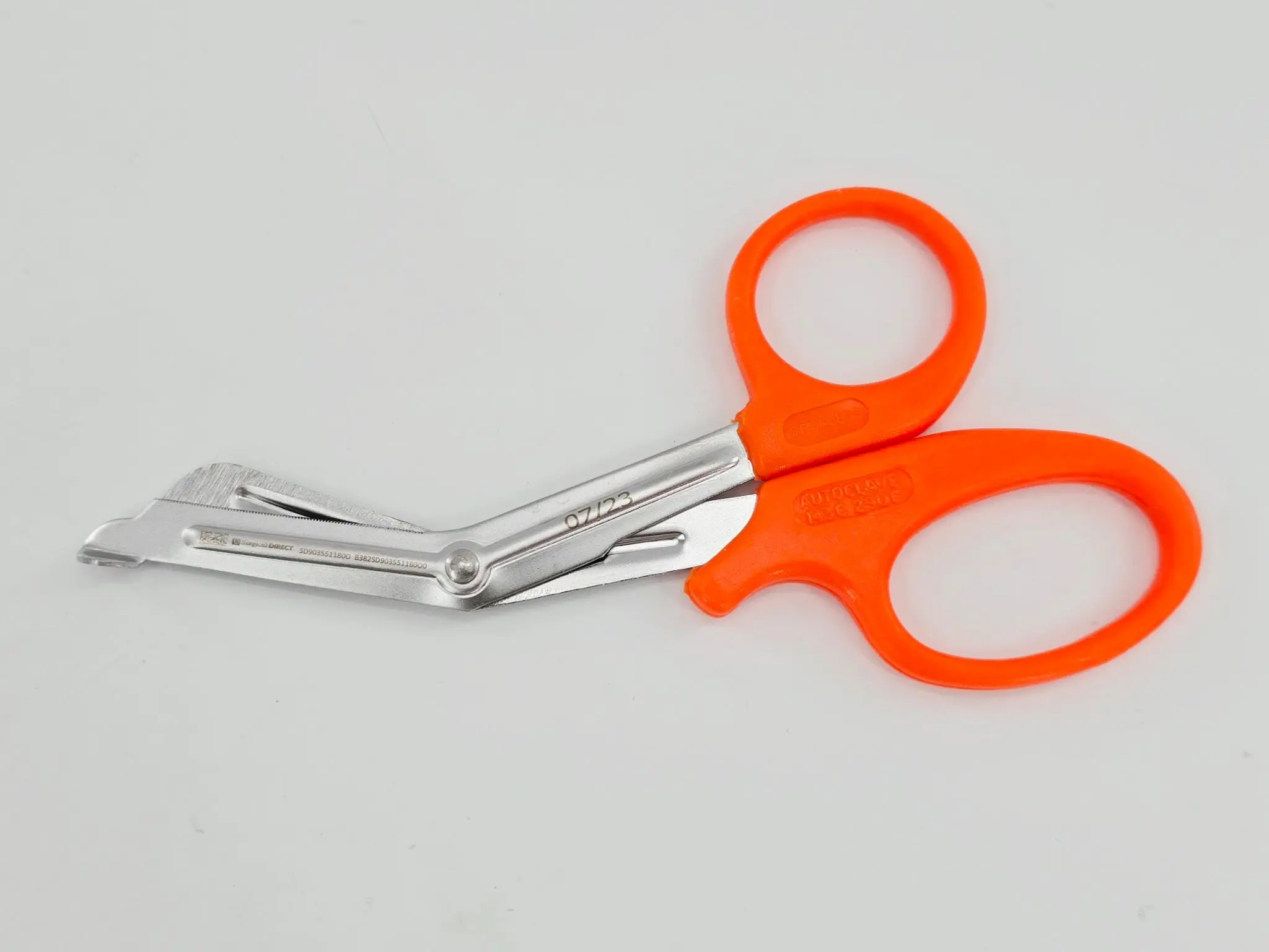 Surgical Direct Trauma Shears Orange Blunt Tip Finger Ring Handle 7-1/2" - Image 2