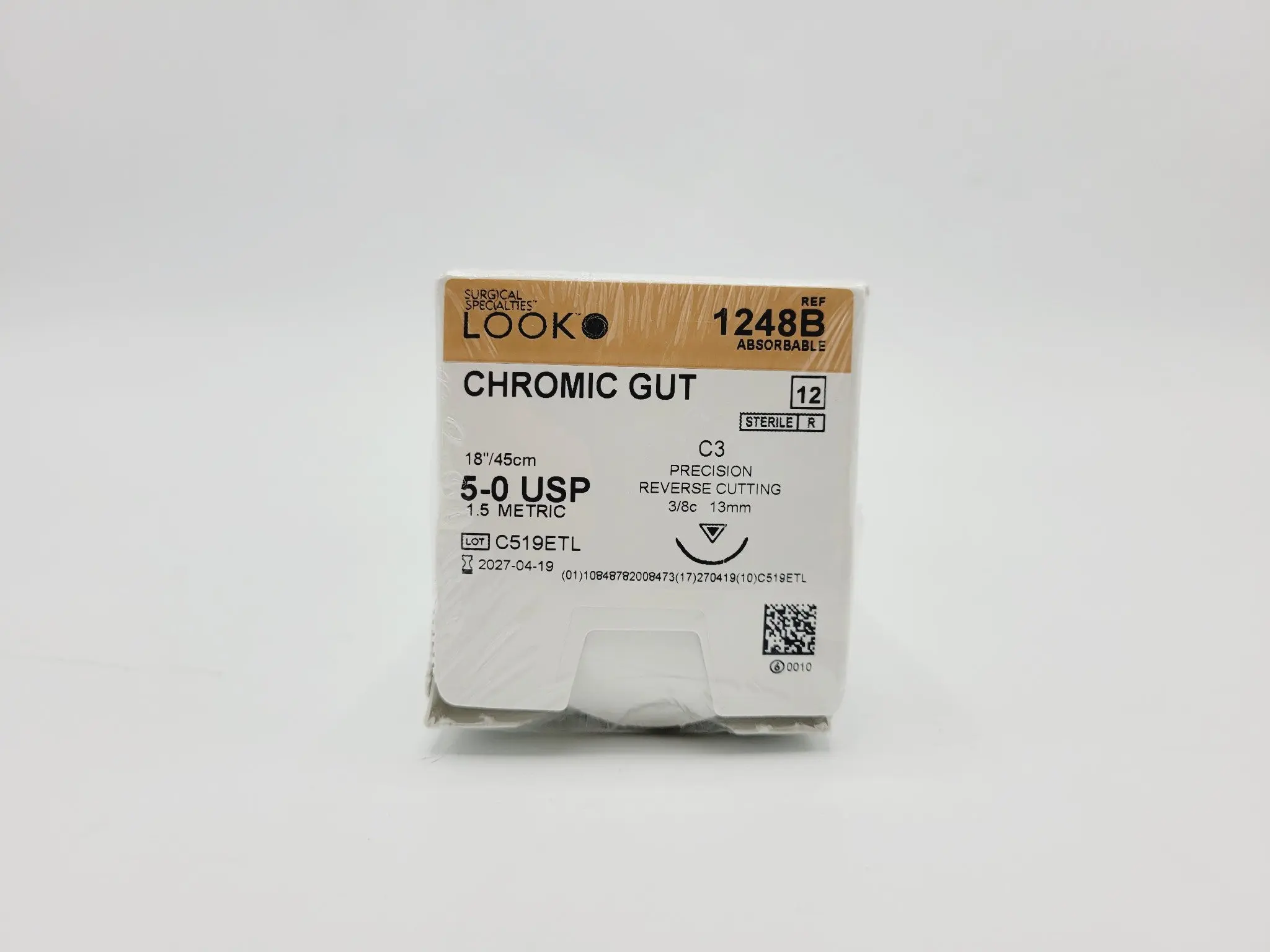 Surgical Specialties LOOK 1248B 5-0 CHROMIC GUT 1X18" C3 UNDYED, Box of 12 - Image 2