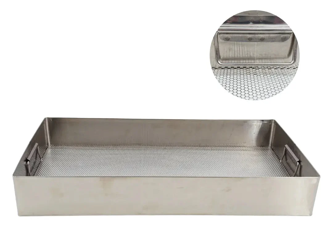 Surgical Sterilization Tray Basket w/ Handles 24"x13"x4" Stainless Steel Medical