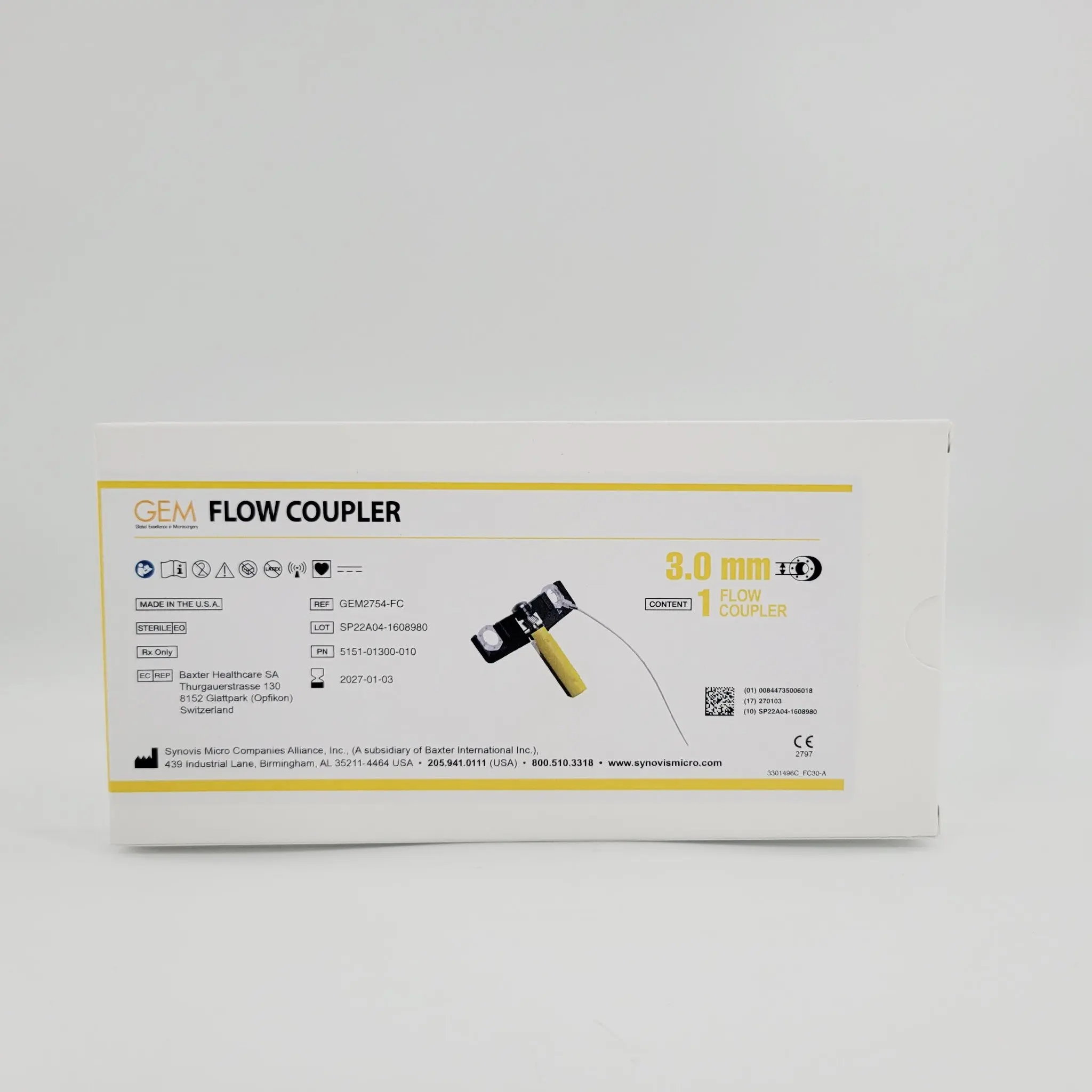 Synovis Micro GEM2754-FC GEM Flow Coupler 3.0mm Vessel Range 2.7mm - Image 2