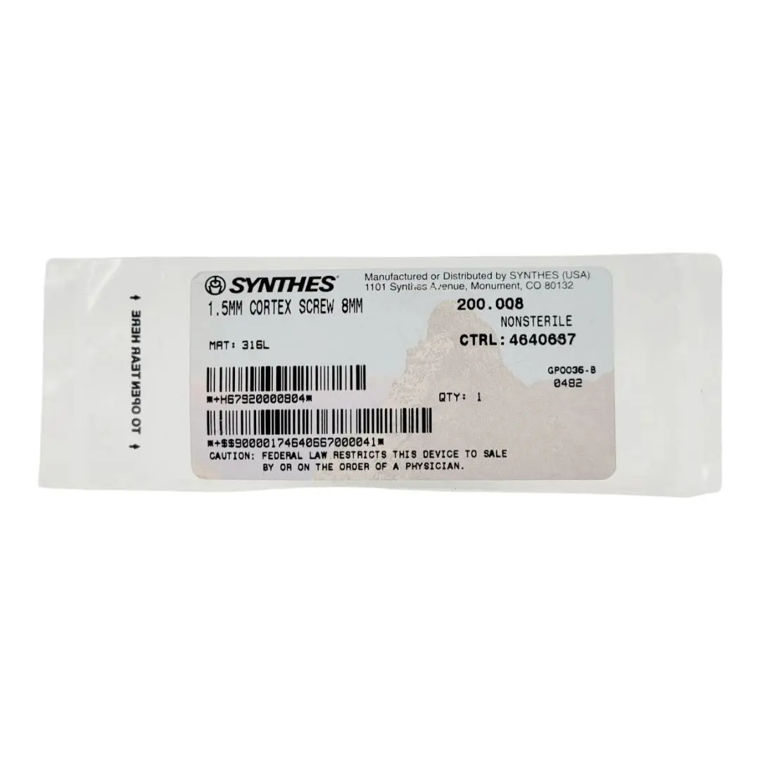 Synthes 200.008 1.5mm Cortex Screw 8mm