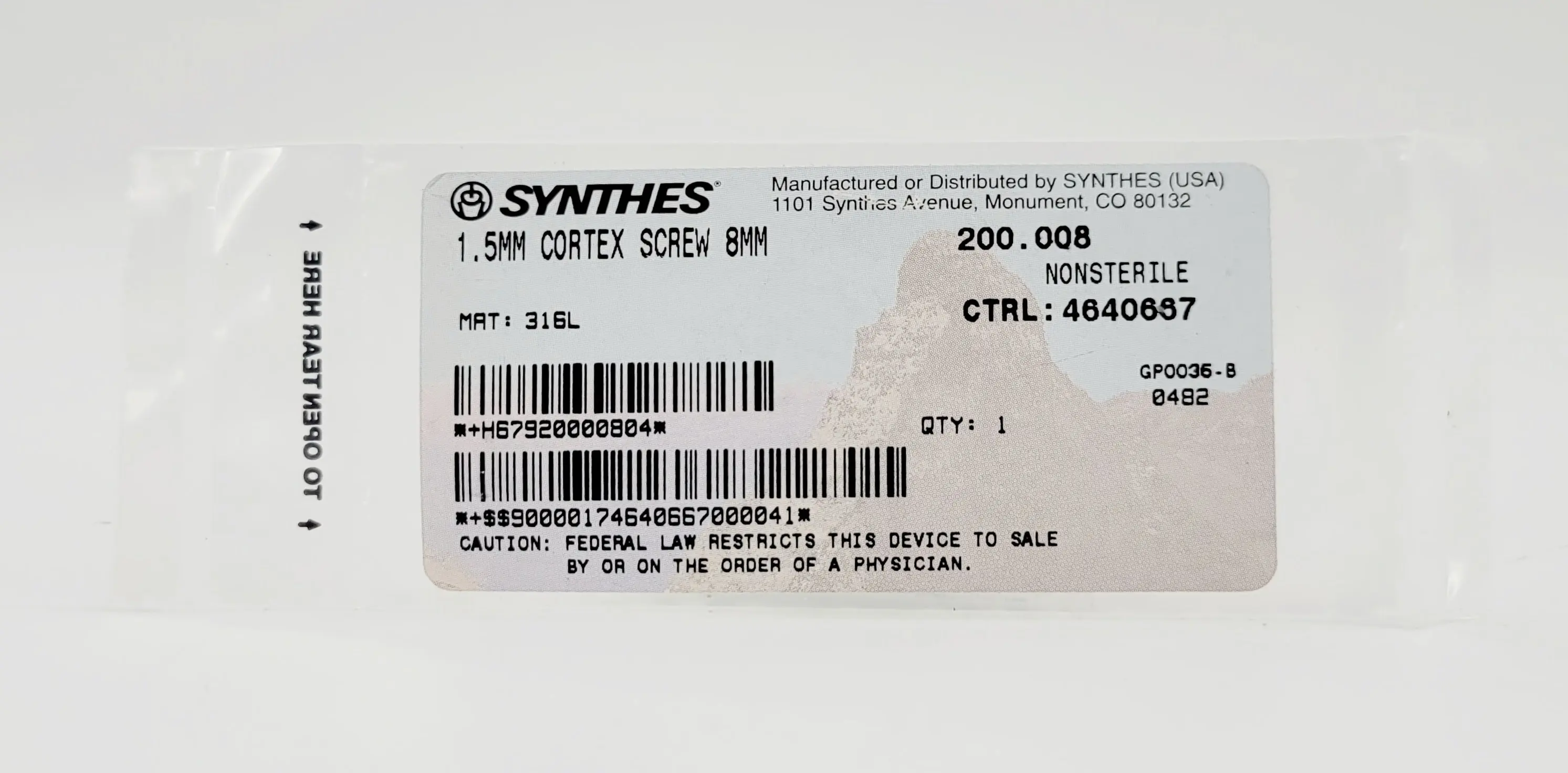 Synthes 200.008 1.5mm Cortex Screw 8mm - Image 2