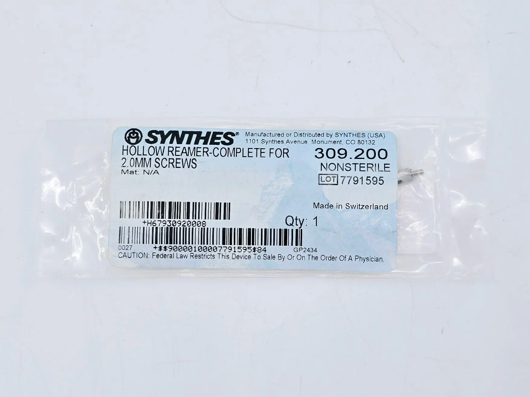 Synthes 309.200 Hollow Reamer-Complete for 2.0mm Screws - Image 2