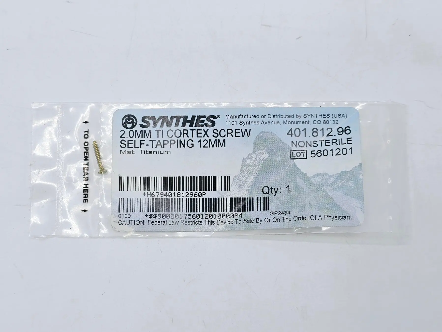 Synthes 401.812.96 2.0mm TI Cortex Screw Self-Tapping 12mm - Image 2