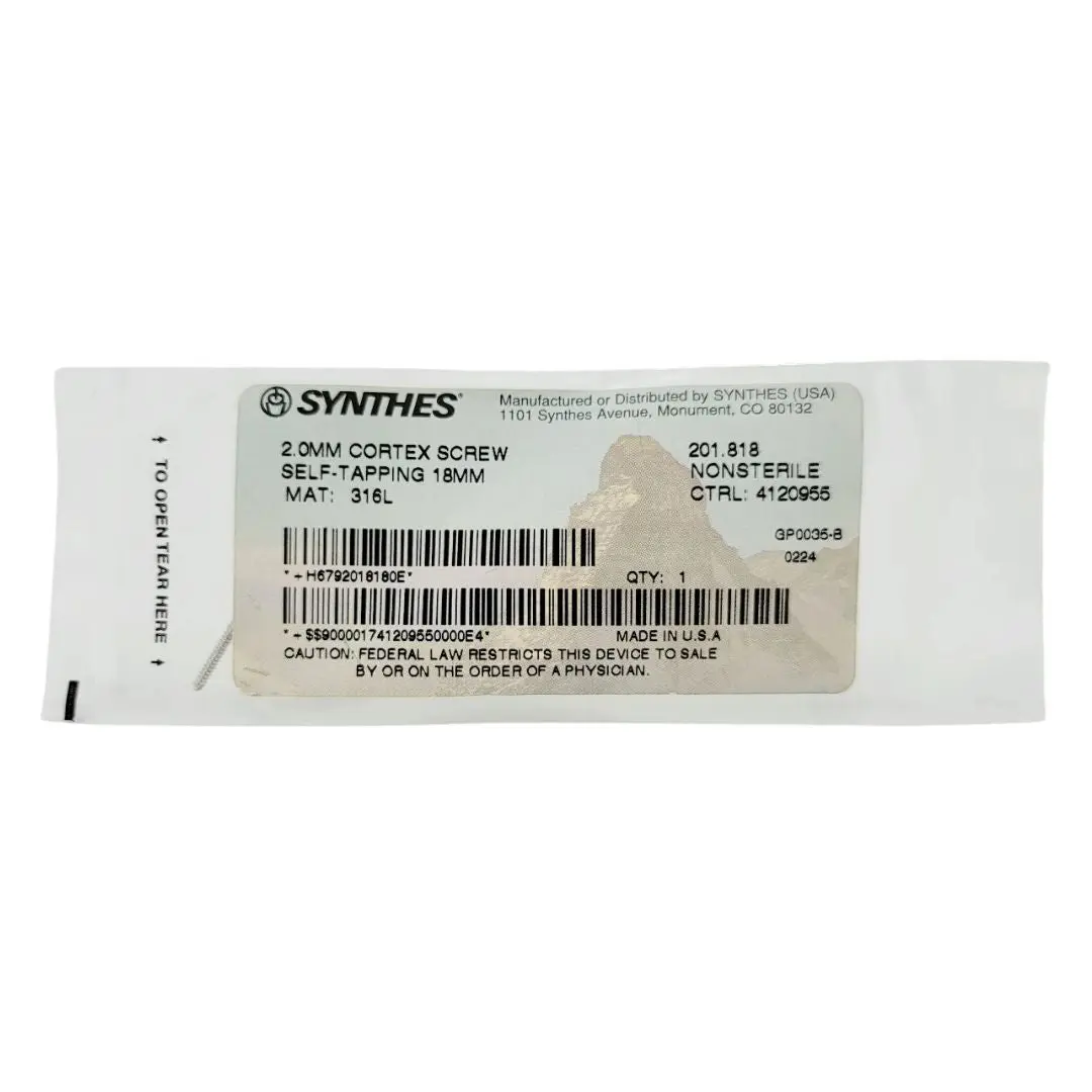 Synthes 201.818 2.0mm Cortex Screw Self-tapping 18mm