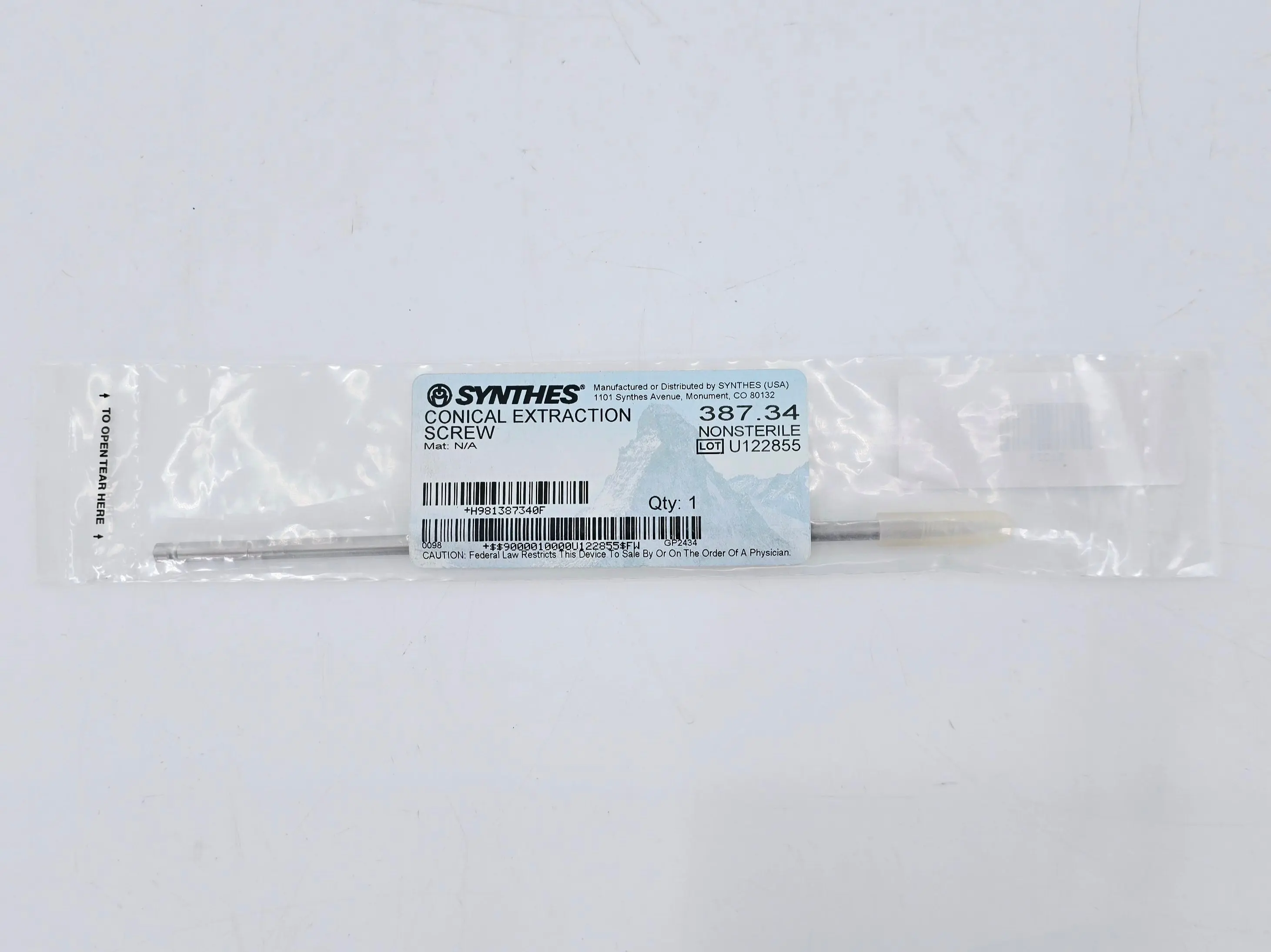 Synthes 387.34 Conical Extraction Screw 7-1/2" - Image 2