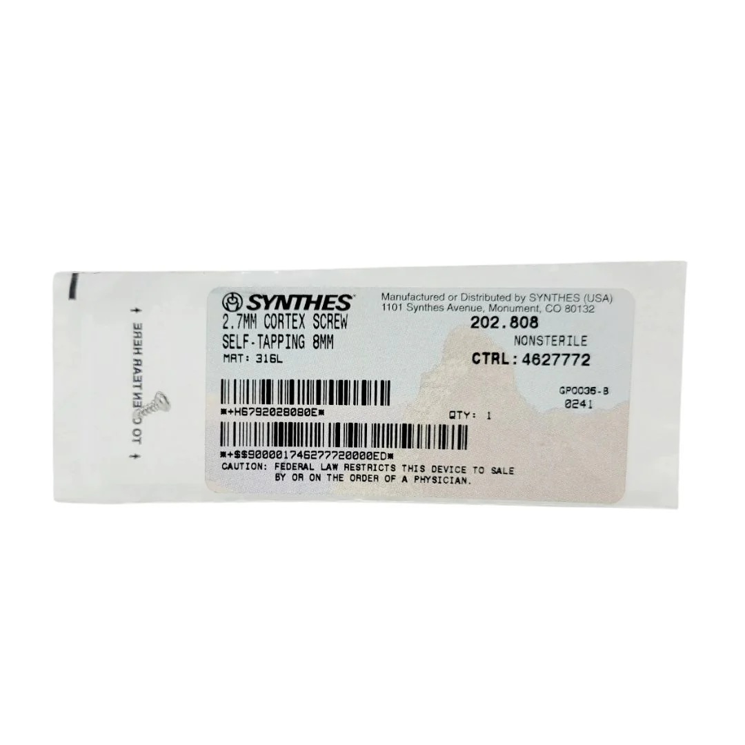 Synthes 202.808 2.7mm Cortex Screw Self Tapping 8mm