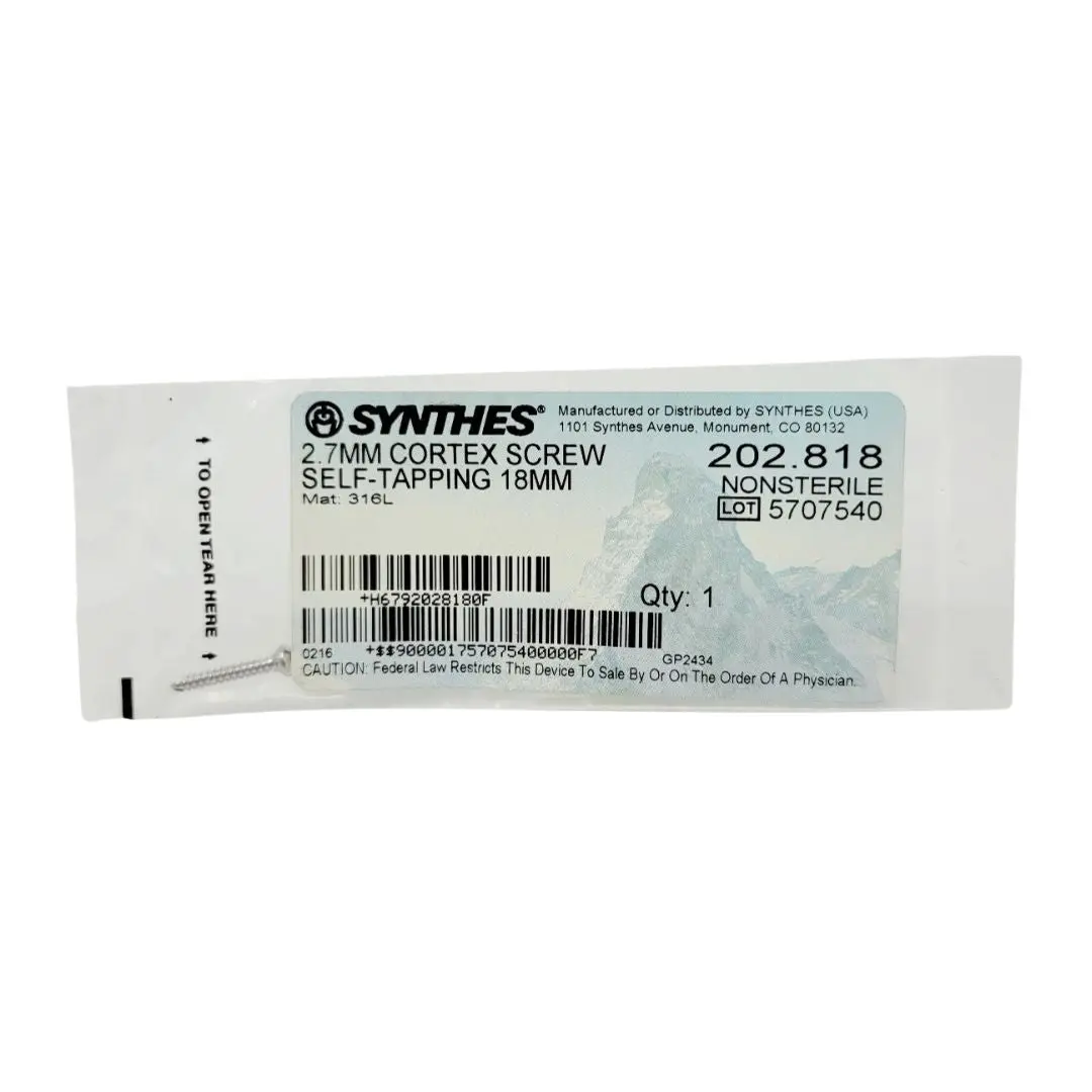 Synthes 202.818 2.7mm Cortex Screw Self-tapping 18mm