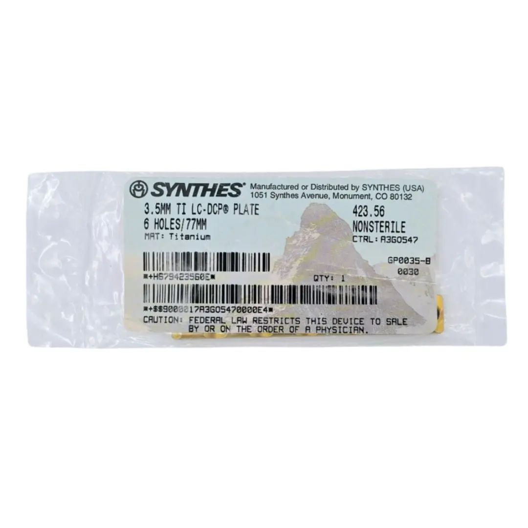 Synthes 423.56 3.5mm Ti LC-DCP Plate 6 Holes/77mm