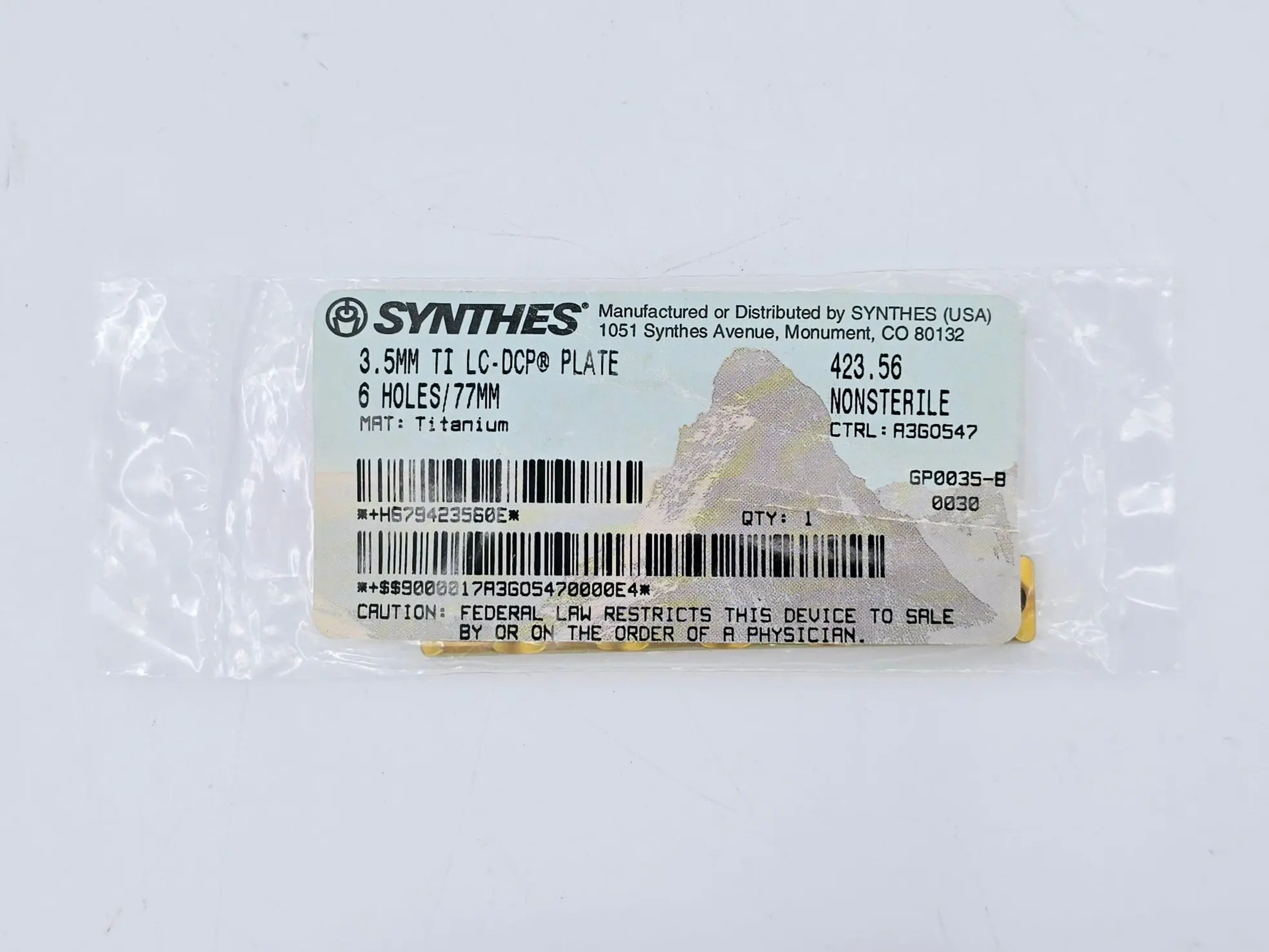 Synthes 423.56 3.5mm Ti LC-DCP Plate 6 Holes/77mm - Image 2