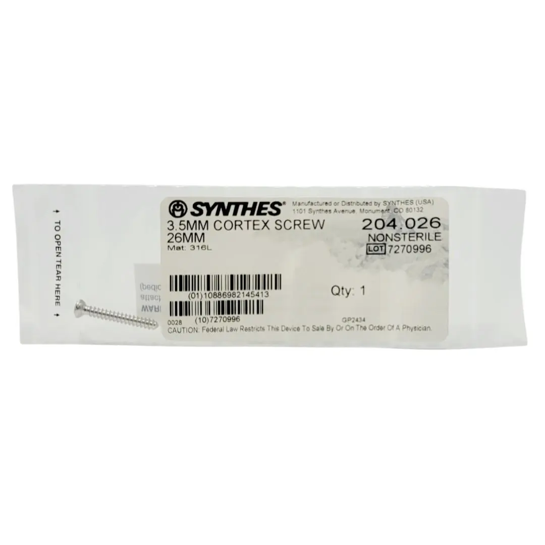 Synthes 204.026 3.5mm cortex screw 26mm orthopedic hardware