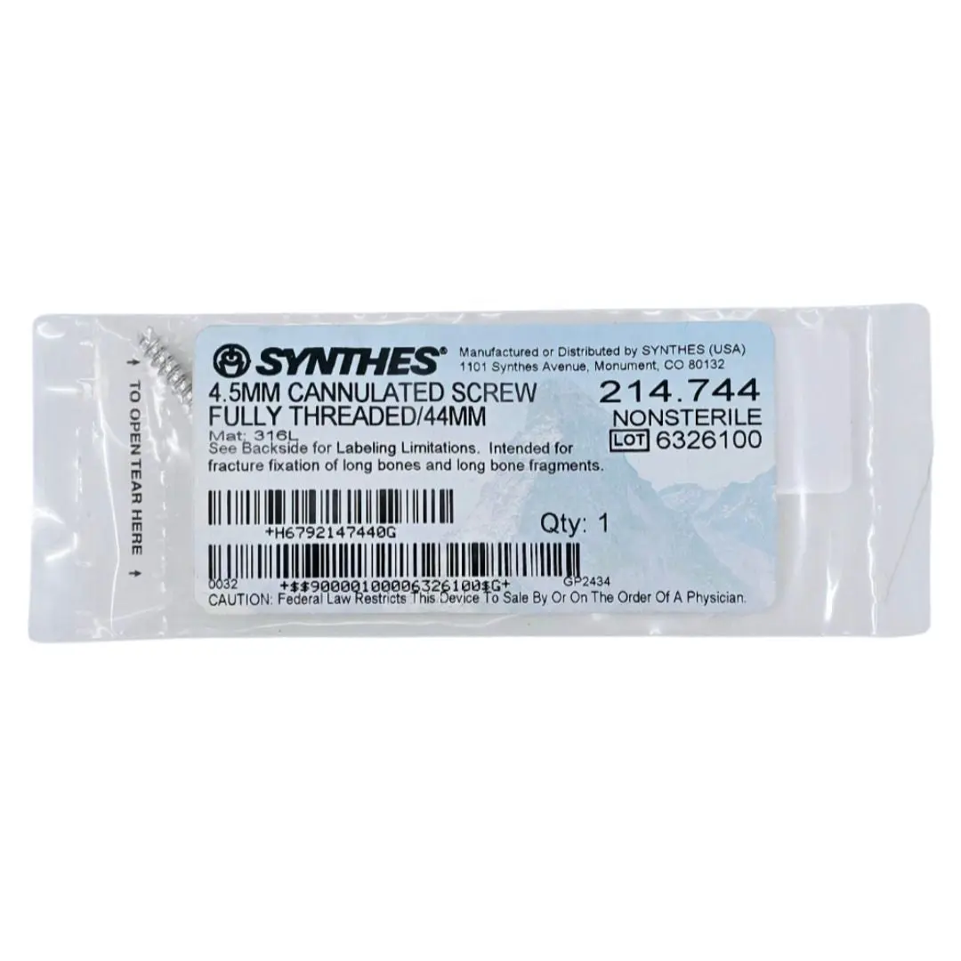 Synthes 214.744 4.5mm Cannulated Screw Fully Threaded/44mm