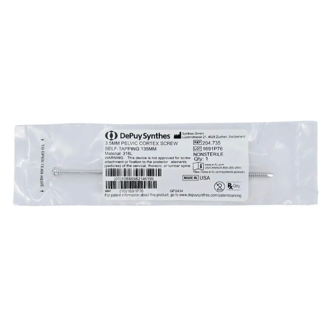 Synthes 204.735 3.5mm Pelvic Cortex Screw Self-Tapping 135mm