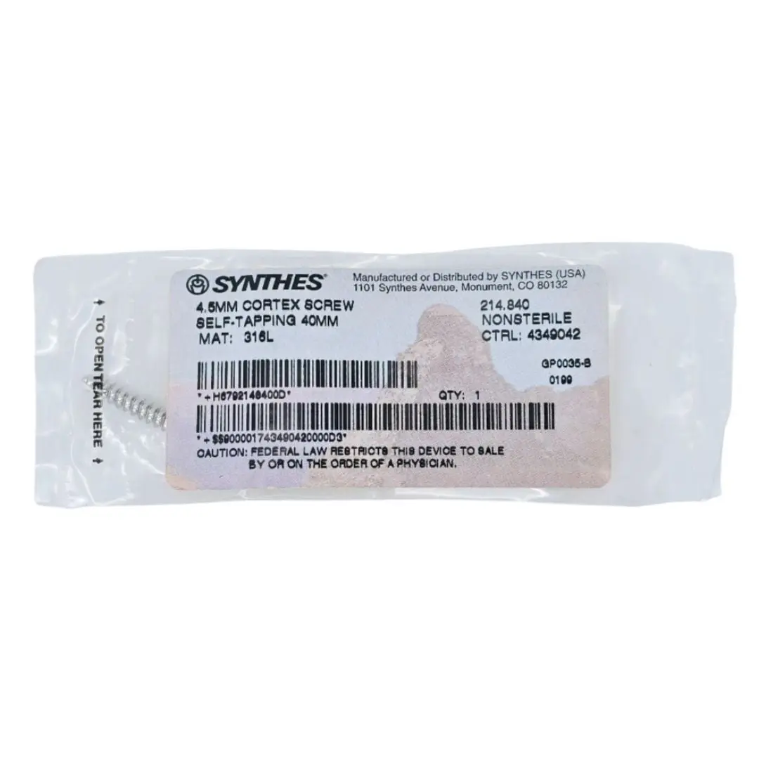 Synthes 214.840 4.5mm Cortex Screw Self-Tapping 40mm