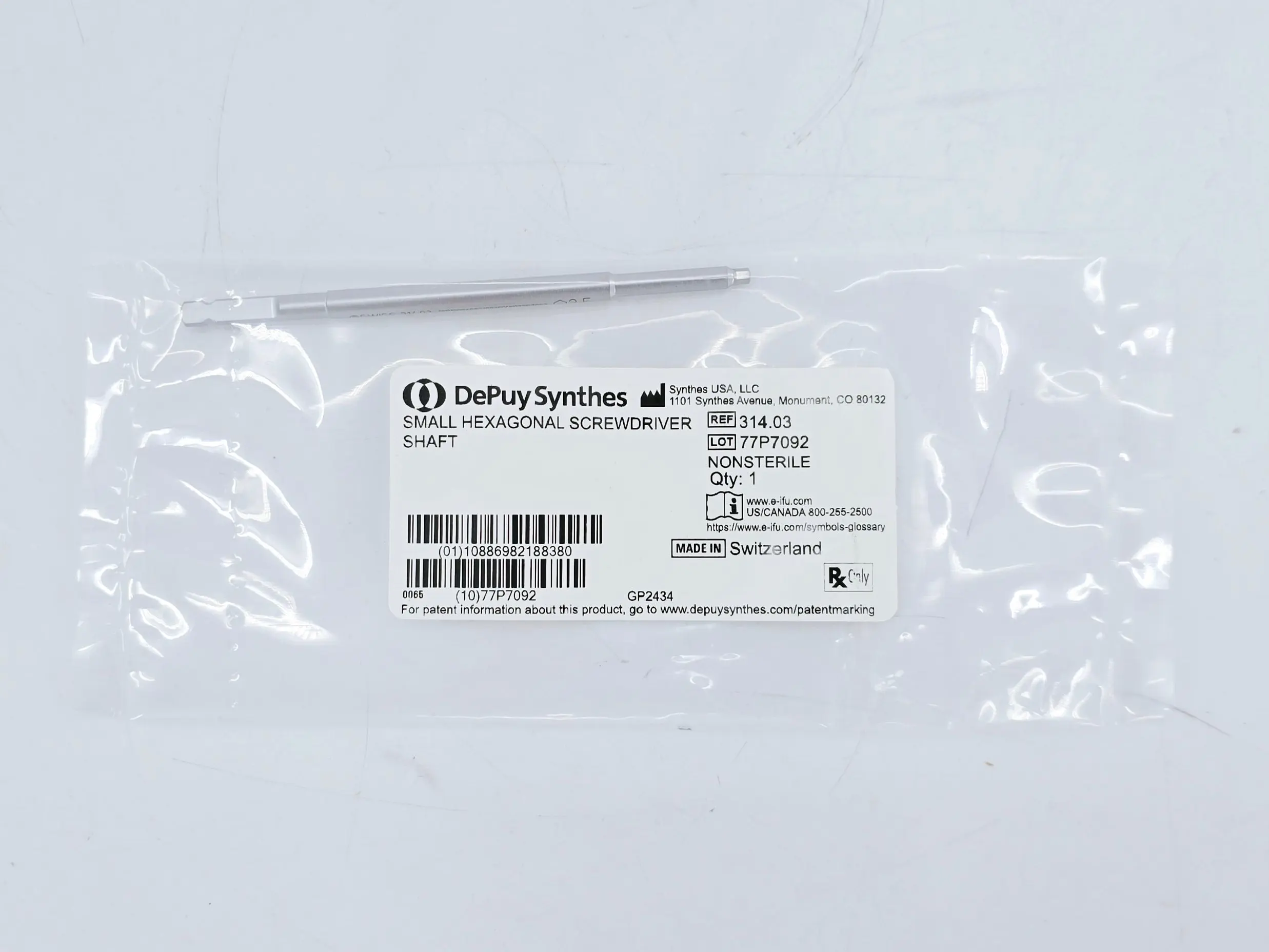 DePuy Synthes 314.03 Small Hexagonal Screwdriver Shaft - Image 2