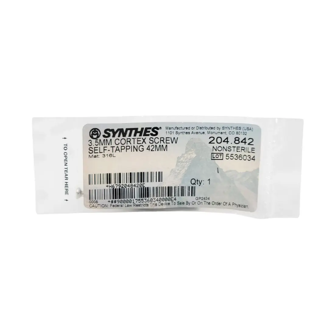Synthes 204.842 3.5mm Cortex Screw Self-Taping 42mm