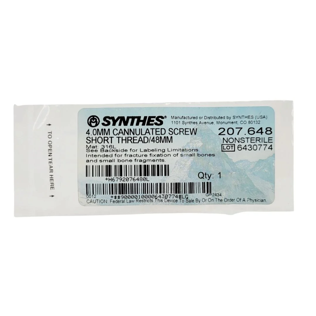 Synthes 207.648 4.0mm Cannulated Screw Short Thread/48mm