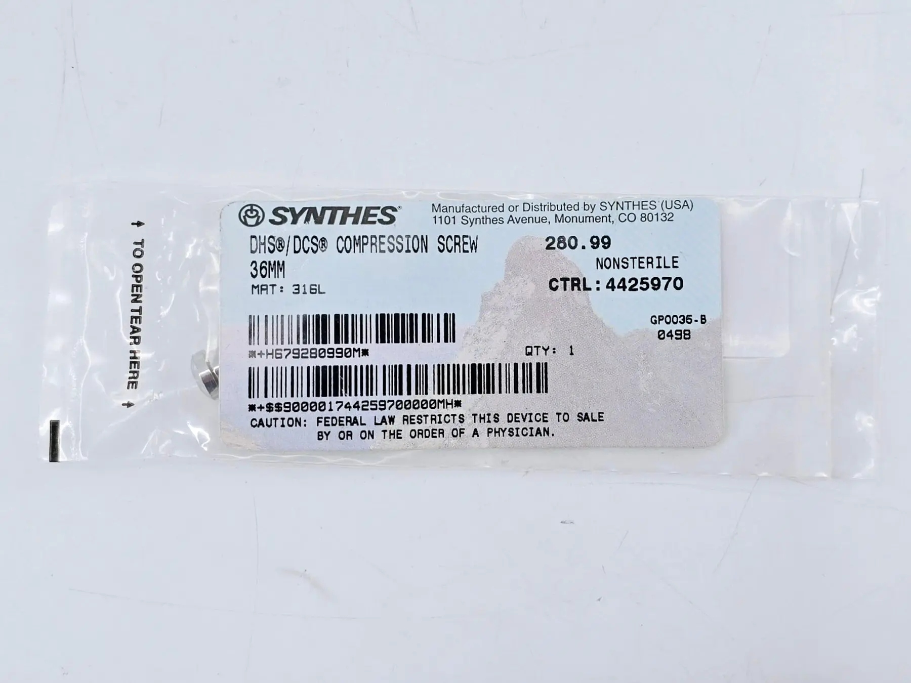Synthes 280.99 DHS/DCS Compression Screw 36mm - Image 2