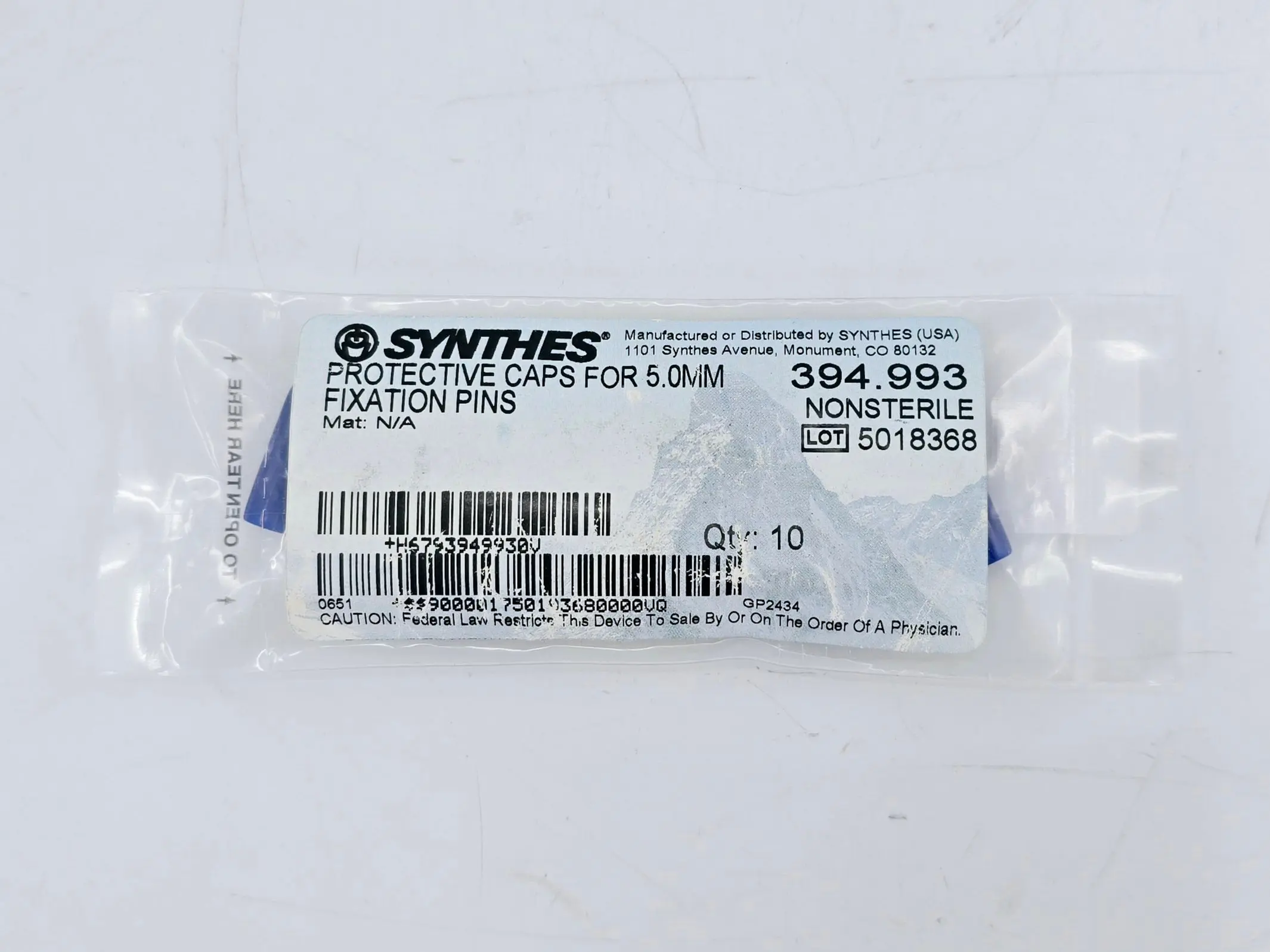 Synthes 394.993 Protective Caps for 5.0mm Fixation Pins 10/PK - Image 2